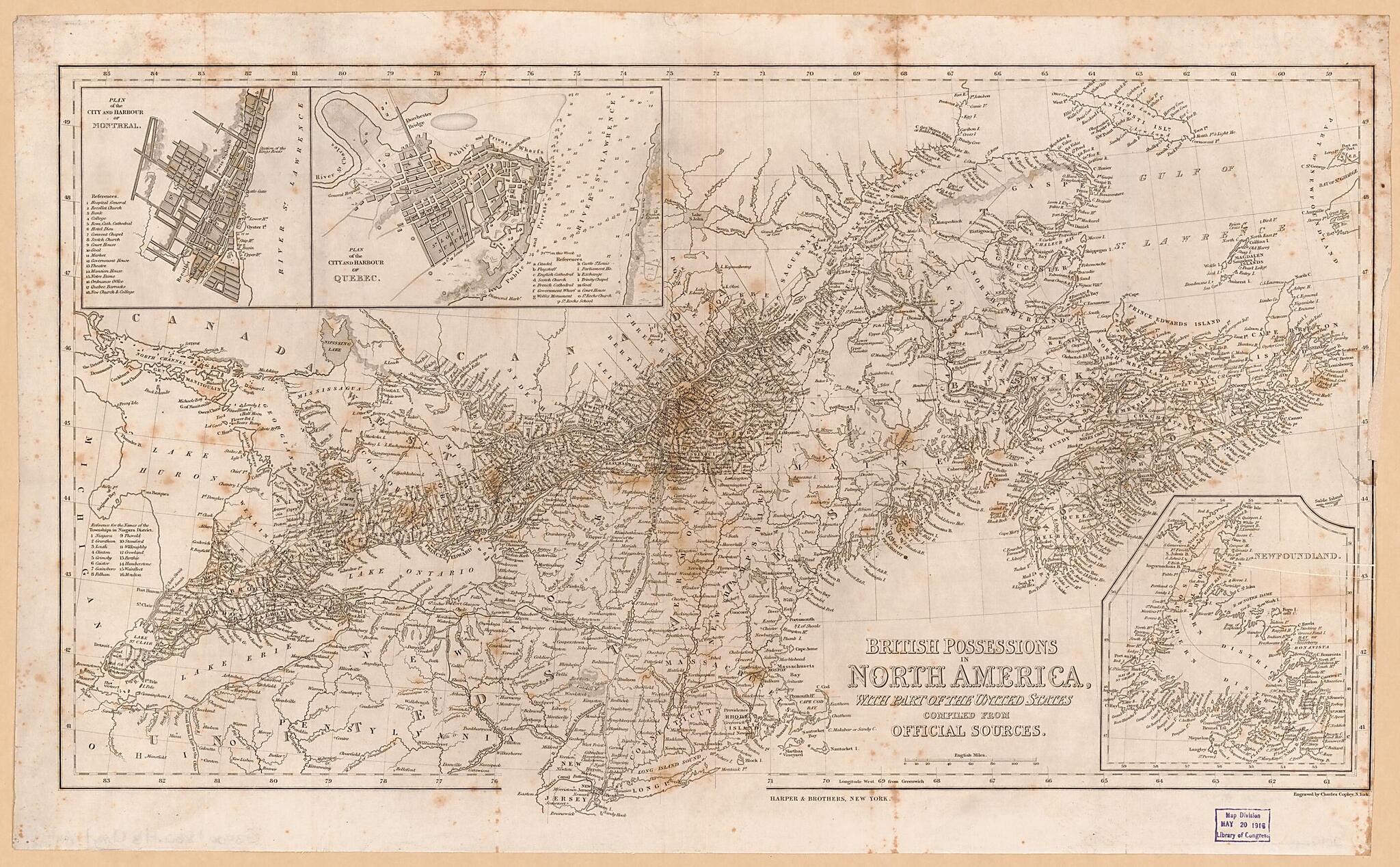 This old map of British Possessions In North America, With Part of the United States from 1860 was created by Charles Copley, Harper & Brothers in 1860