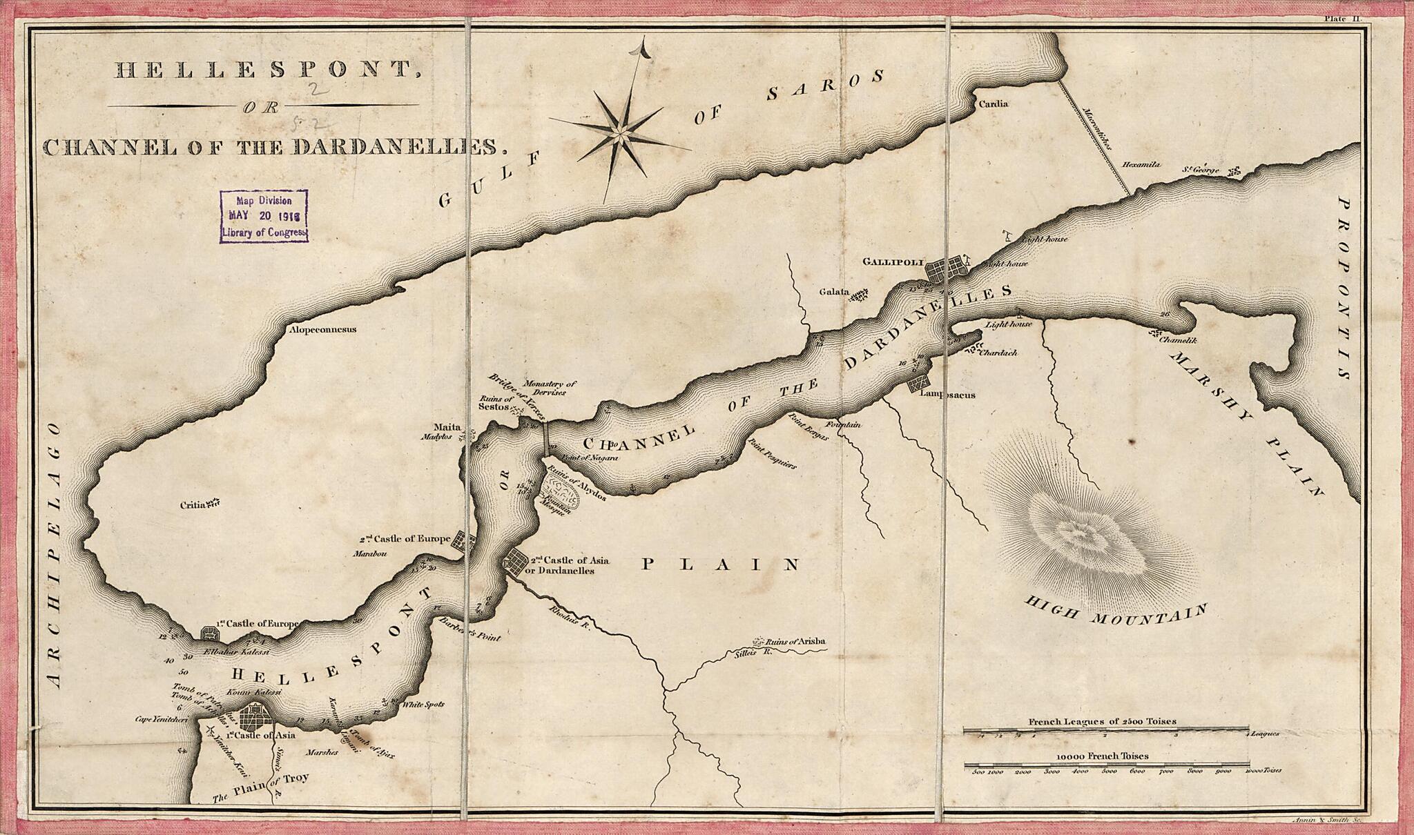 This old map of Hellespont Or Channel of the Dardanelles from 1830 was created by Annin & Smith, Millard Fillmore in 1830
