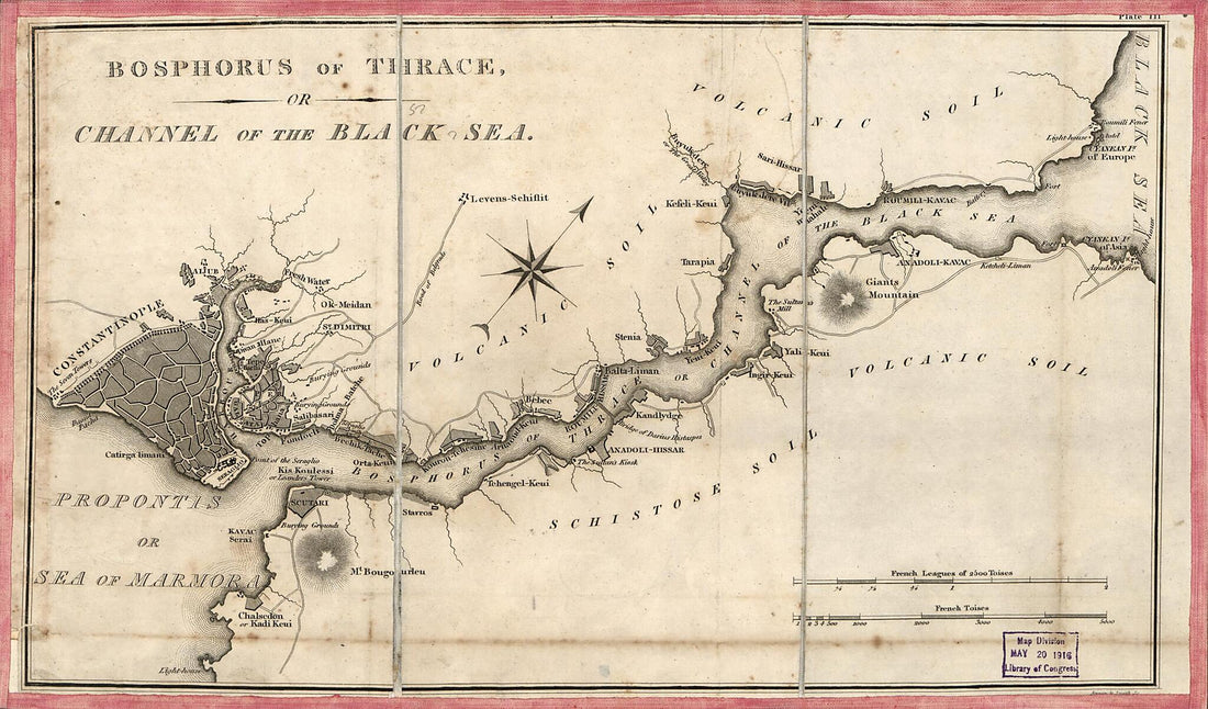 This old map of Bosphorus of Thrace Or Channel of the Black Sea from 1830 was created by Annin & Smith, Millard Fillmore in 1830