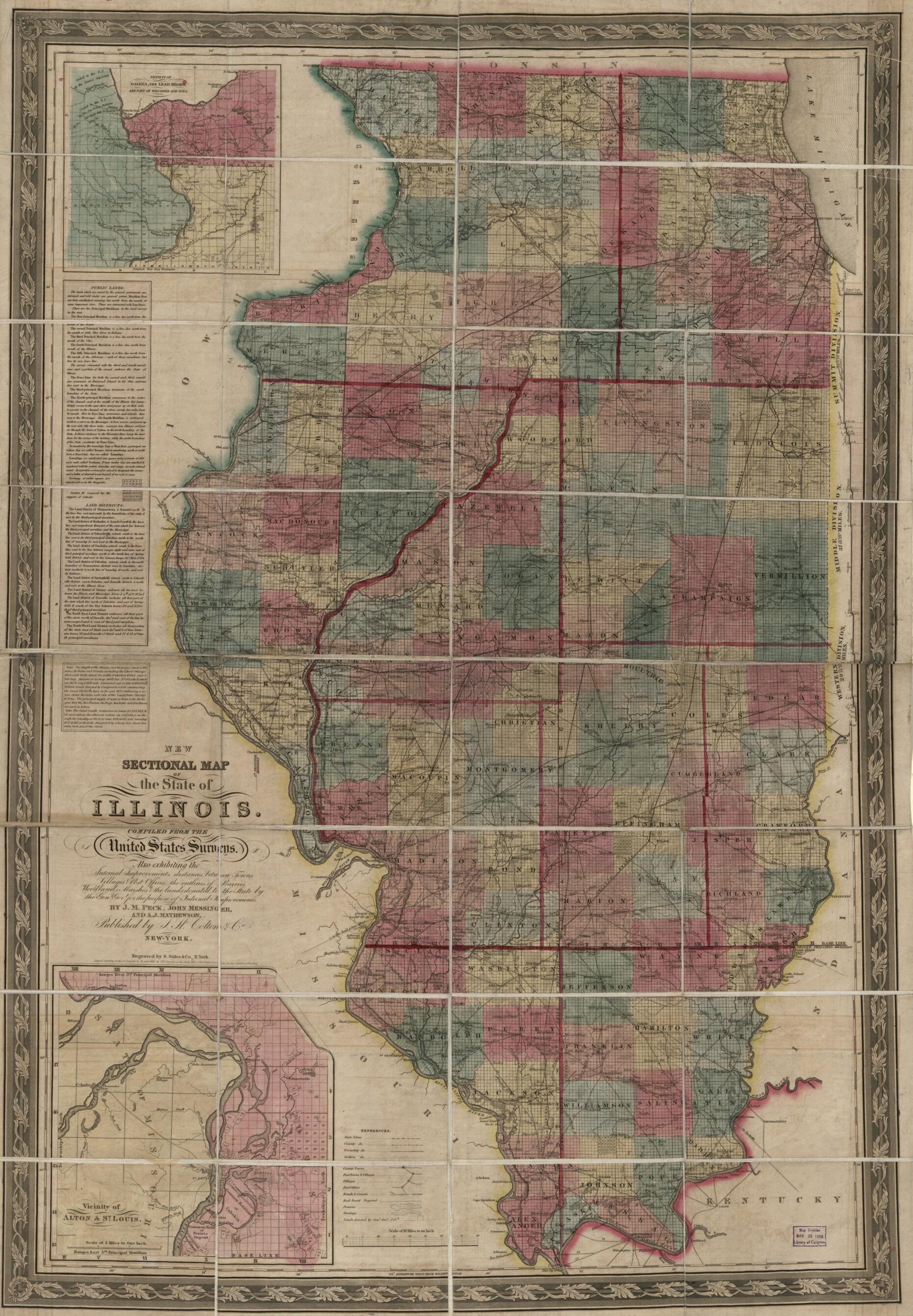 This old map of New Sectional Map of the State of Illinois from 1851 was created by Millard Fillmore, J. M. Peck in 1851