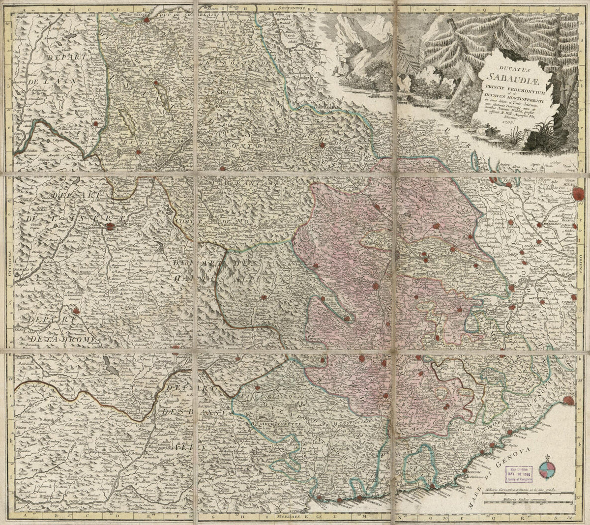 Ducatus Sabaudiae, Princp. Pedemontium Ut Et Ducatus Montisferrati In Suas Dition. Et Territ. Determin. Cum Finitinis Provinciis (Savoye Et Piemont 1798) 1793 by Relic Map Company