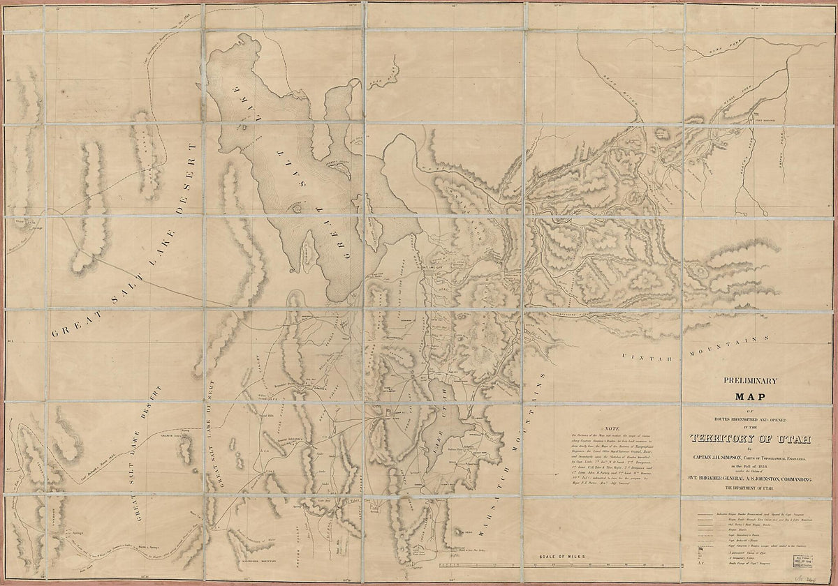 Preliminary Map of Routes Reconnoitered and Opened In the Territory of Utah in 1858 by Relic Map Company