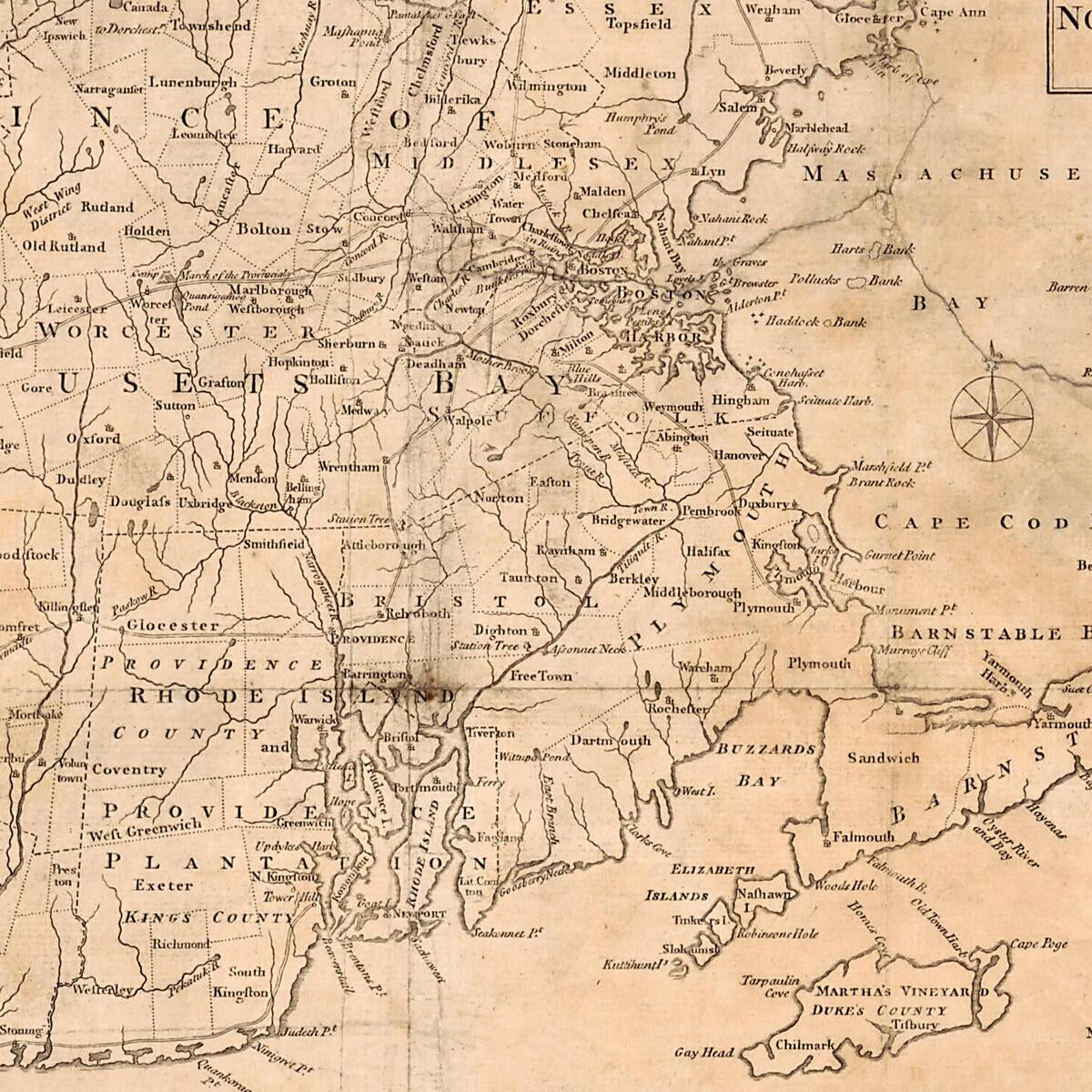 This old map of A New and Accurate Map of the Present Seat of War In North America from a Late Survey from 1775 was created by  in 1775