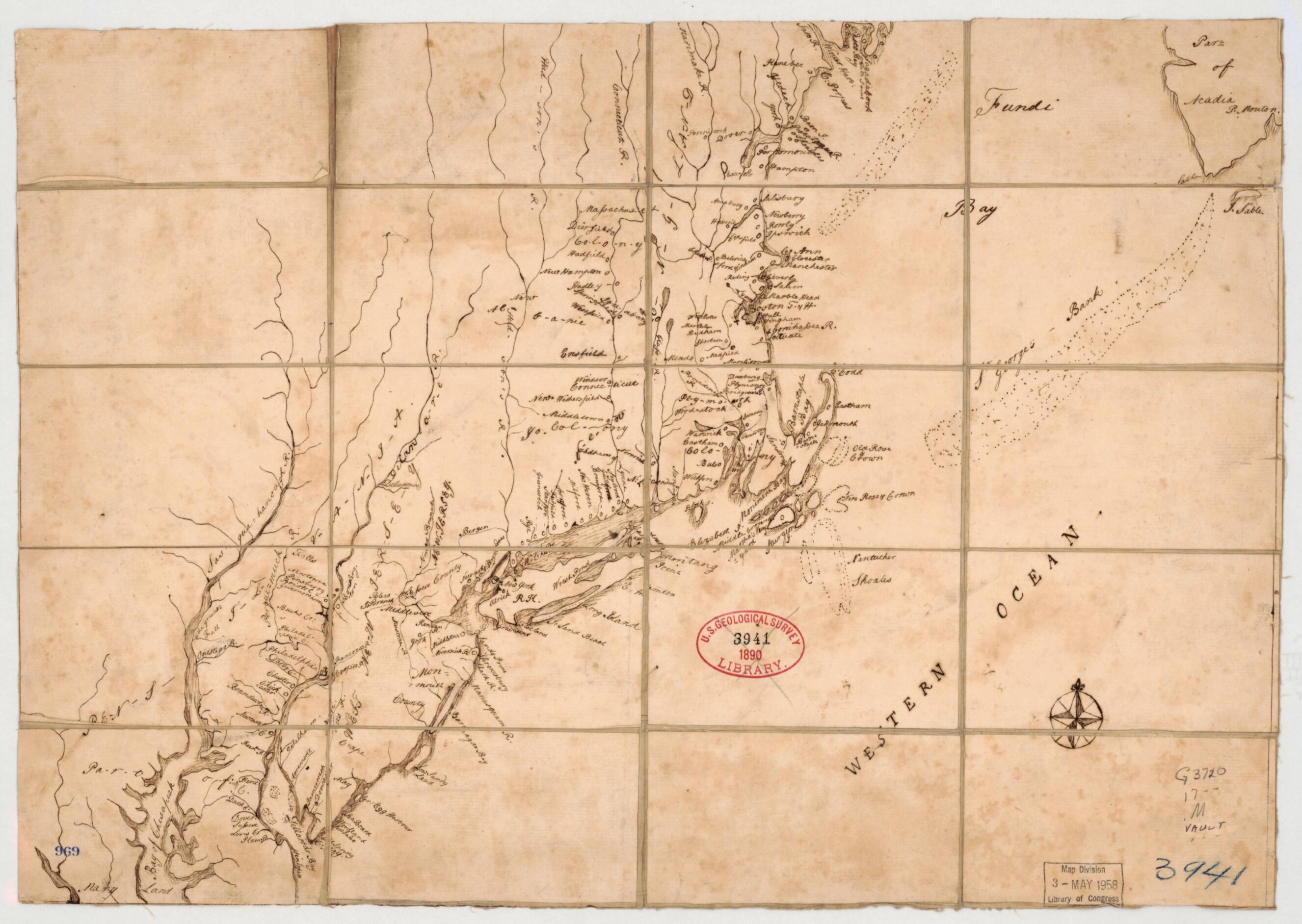 This old map of Manuscript Map of New England from Cap May to Winter Harbor from 1700 was created by in 1700