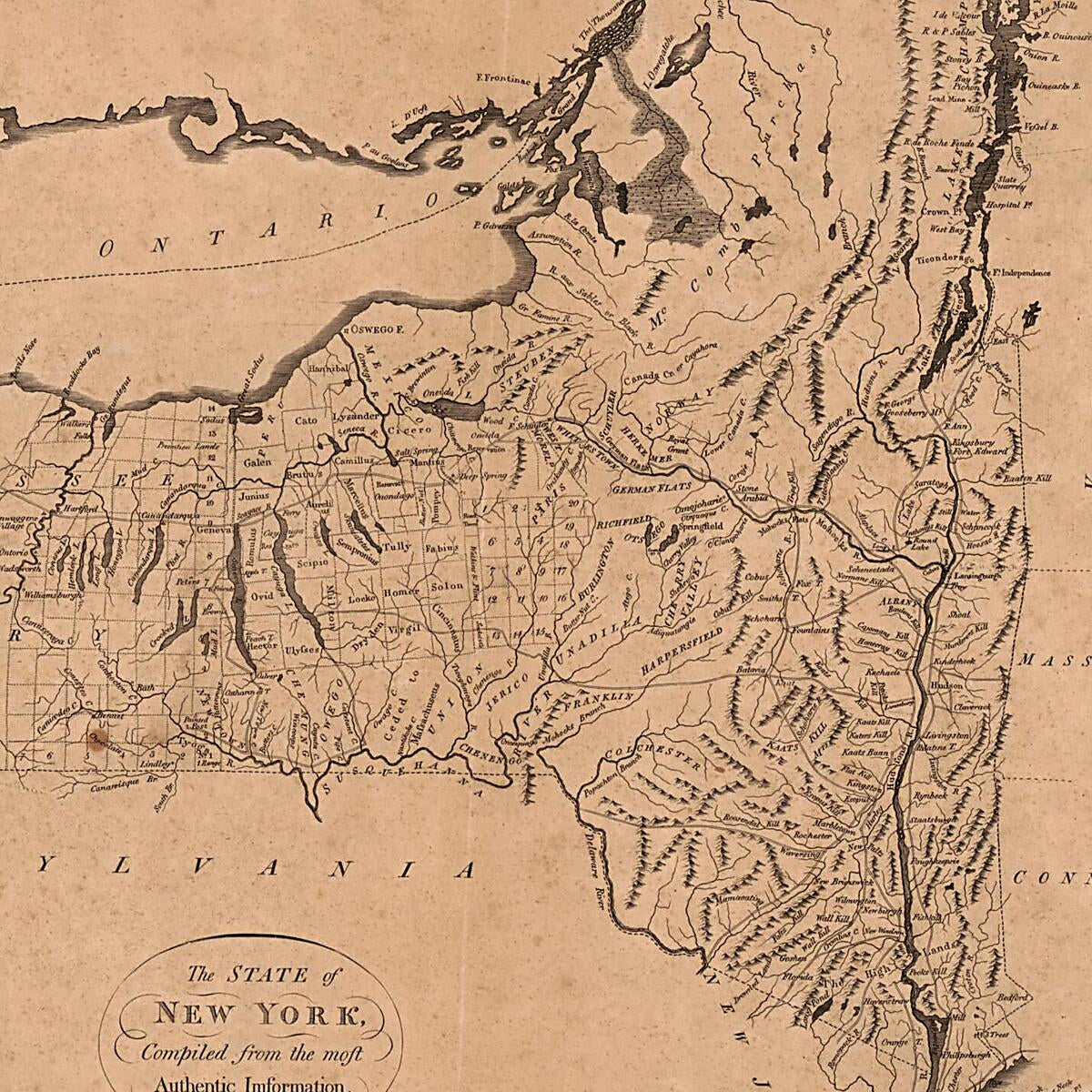 This old map of The State of New York from 1796 was created by John Reid, William Winterbotham in 1796