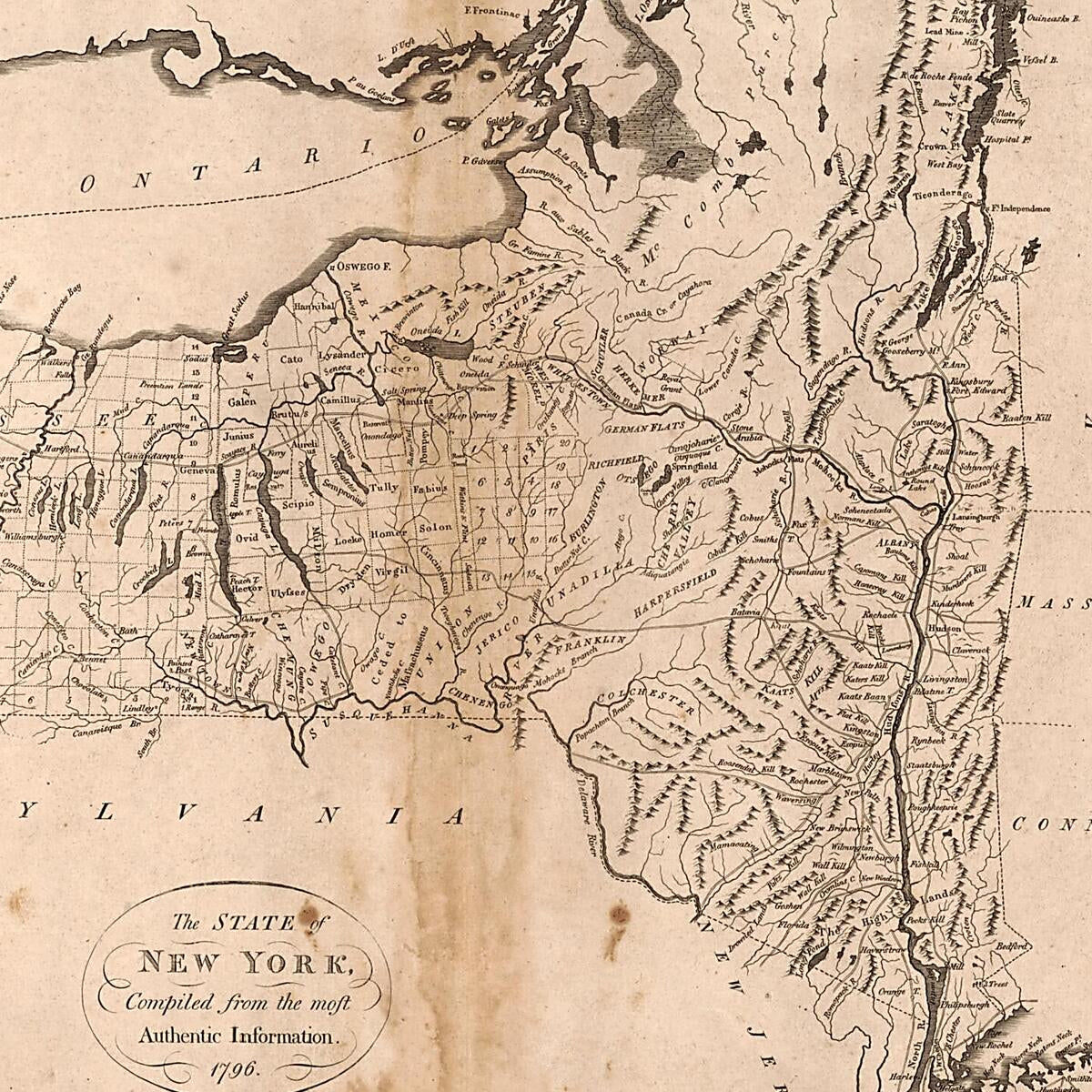 This old map of The State of New York from 1796 was created by John Reid, William Winterbotham in 1796
