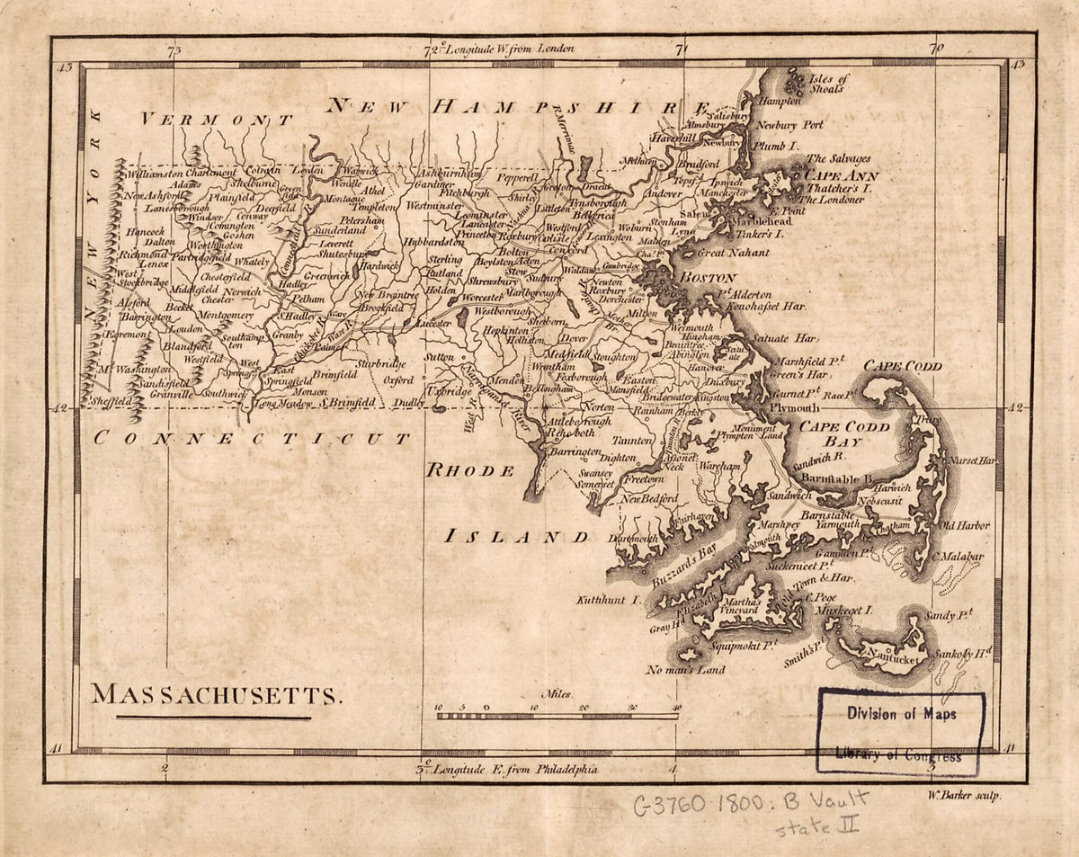 Massachusetts 1801 by Relic Map Company
