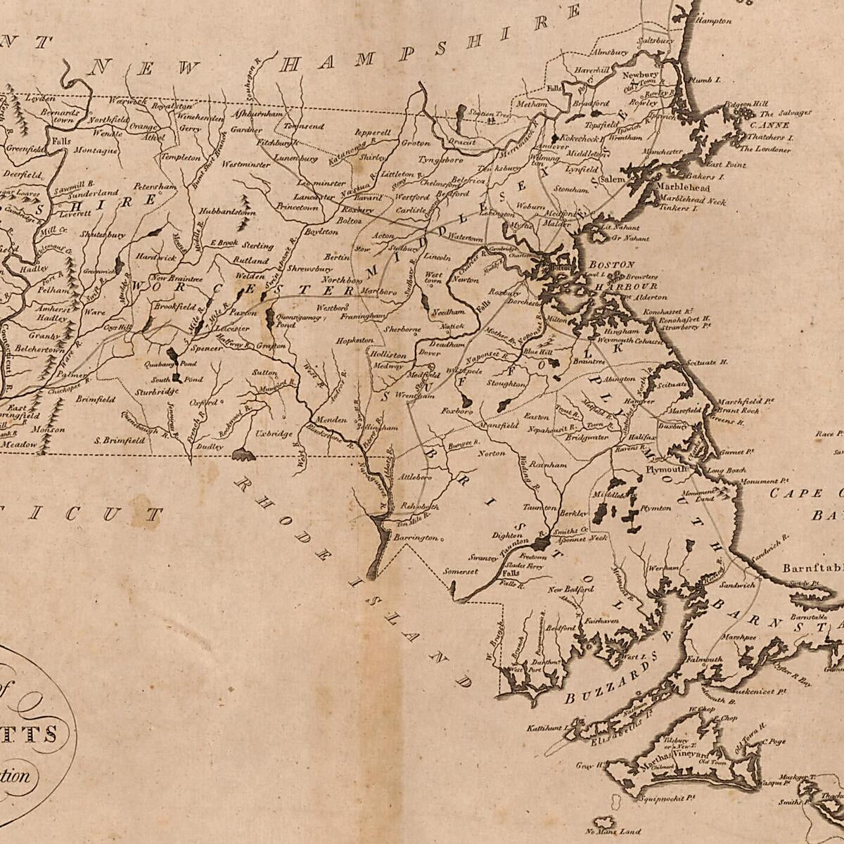 This old map of The State of Massachusetts : from the Best Information from 1796 was created by John Reid,  United States. Bureau of the Census, William Winterbotham in 1796