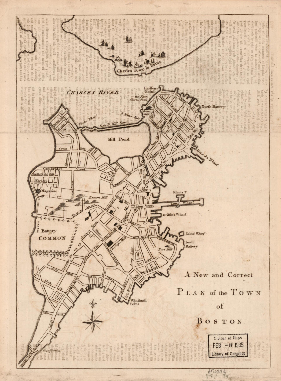 This old map of A New and Correct Plan of the Town of Boston from 1775 was created by in 1775