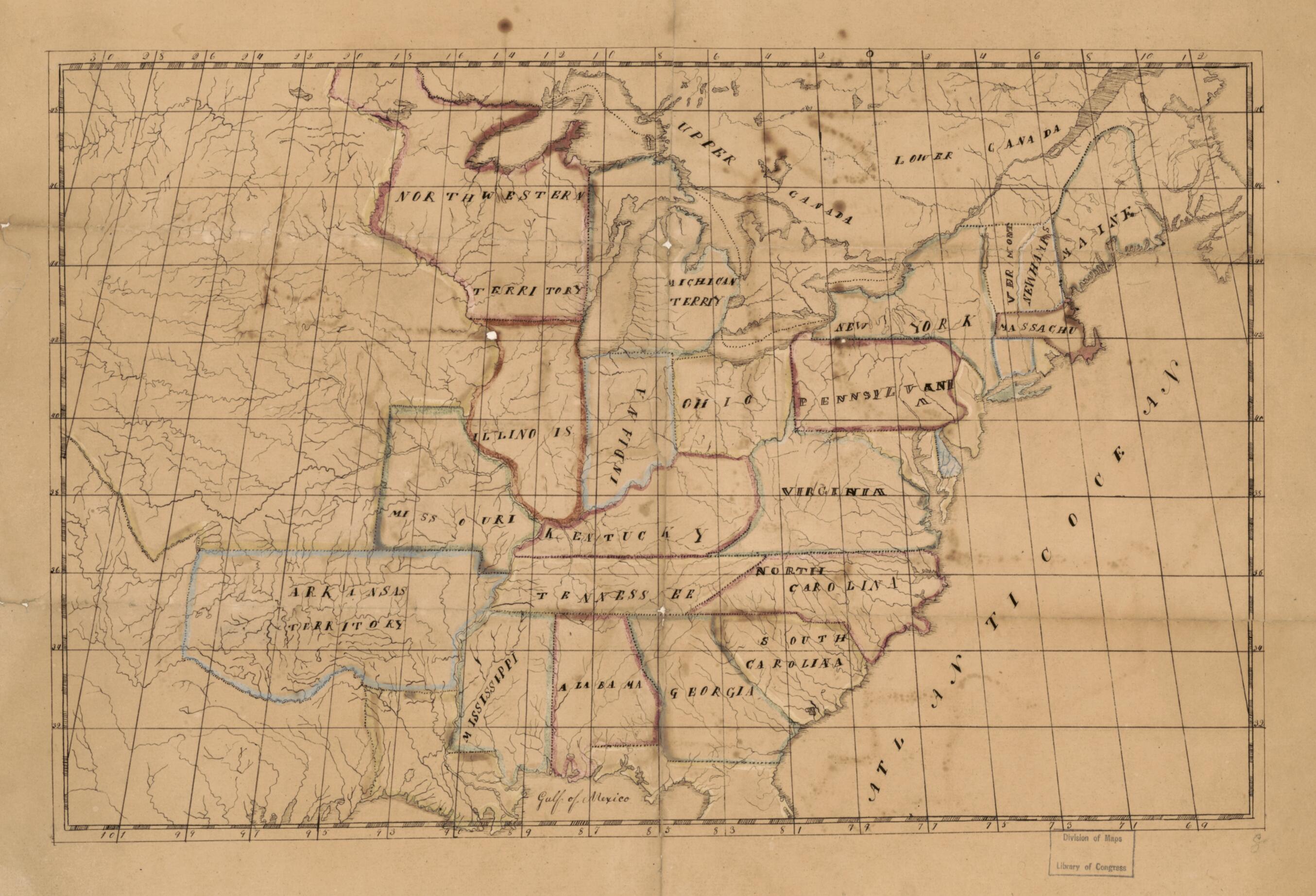 This old map of Manuscript Map of the United States from 1820 was created by in 1820