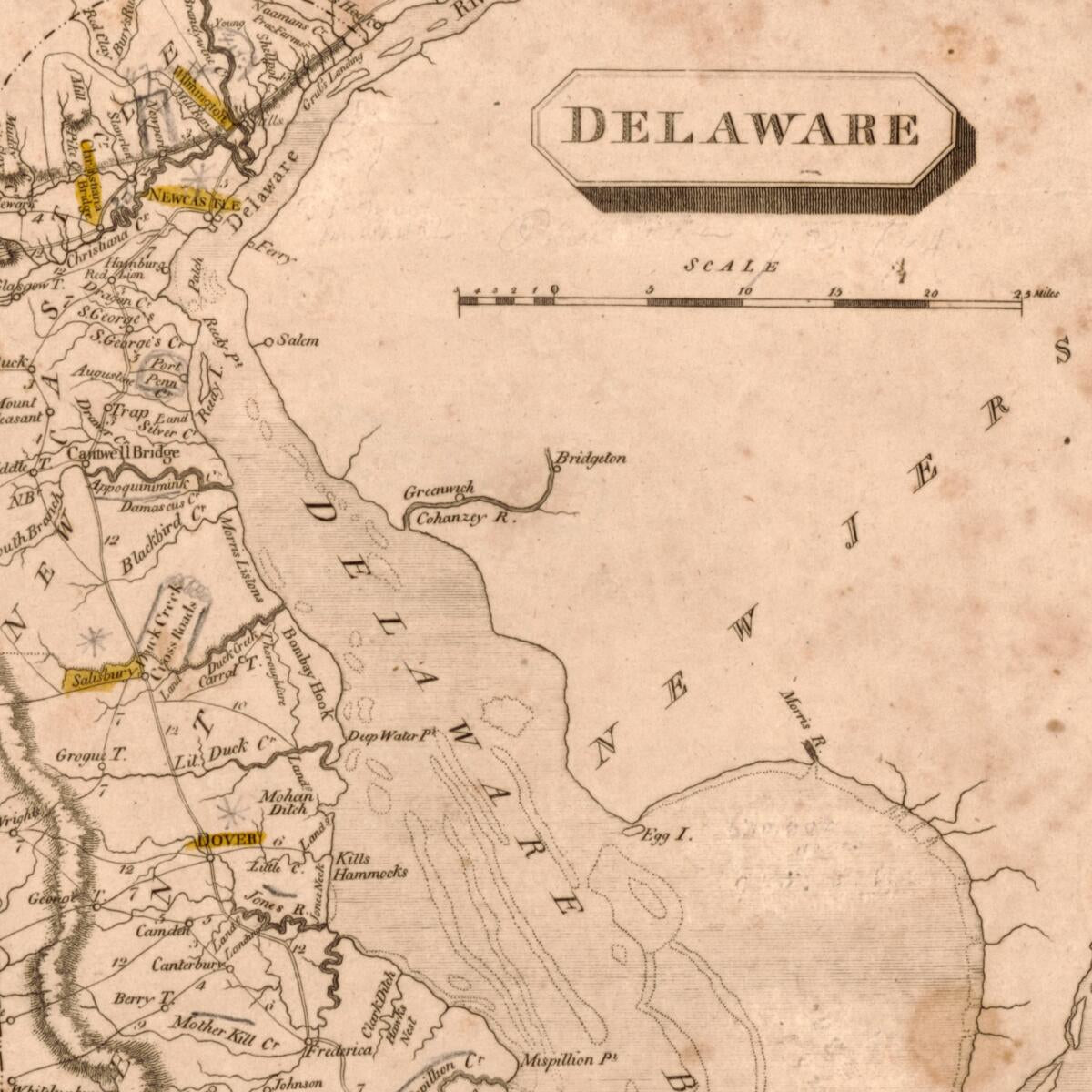 This old map of Delaware from 1812 was created by Aaron Arrowsmith in 1812