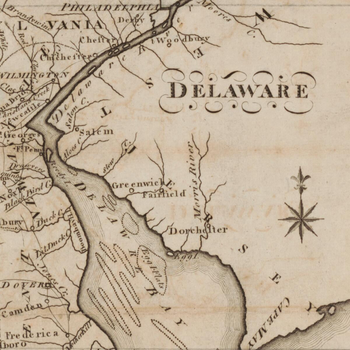 This old map of Delaware from 1795 was created by Joseph Scott in 1795