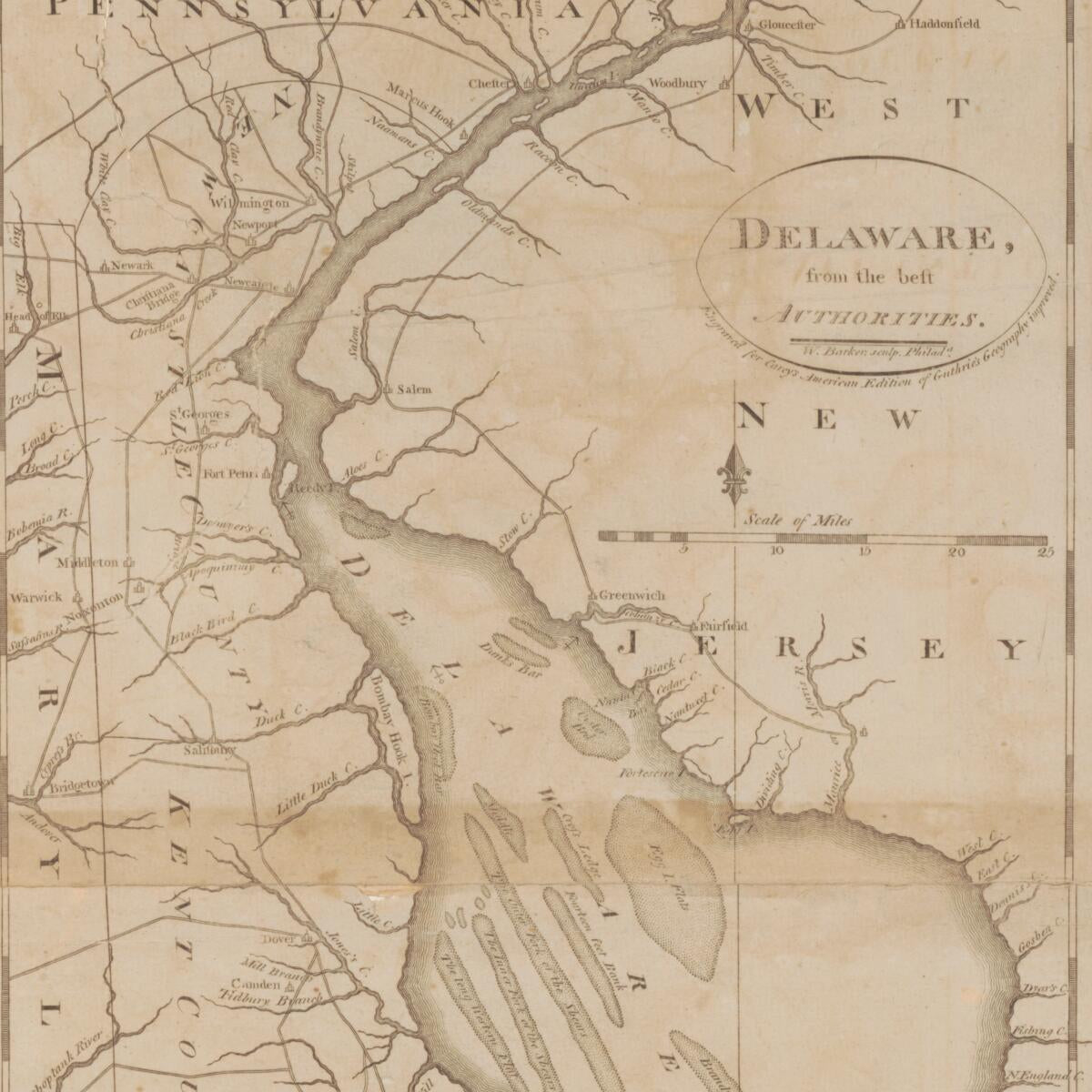 This old map of Delaware from the Best Authorities from 1795 was created by W. (William) Barker, Mathew Carey in 1795