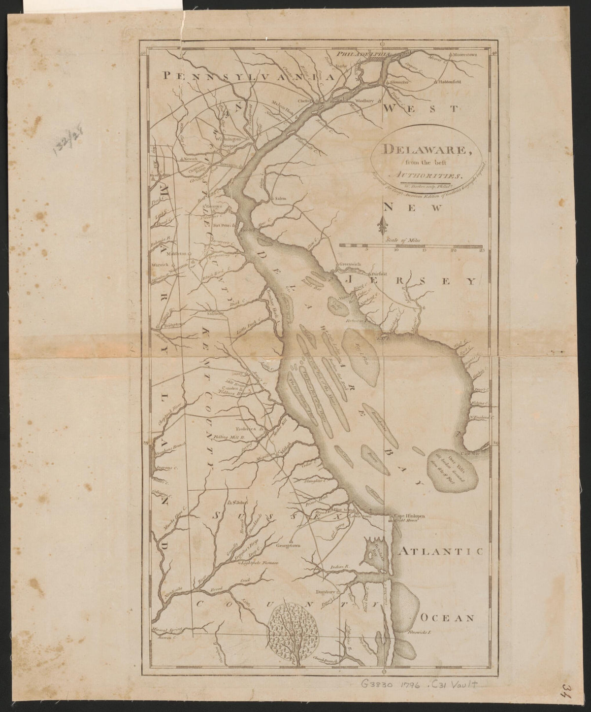 Delaware from the Best Authorities 1795 by Relic Map Company