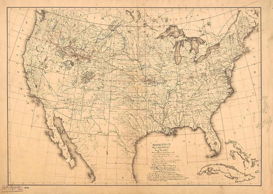 This old map of Bonneville May 1 1832 (Fort Osage) to Aug. 22 1835 from 1868 was created by in 1868
