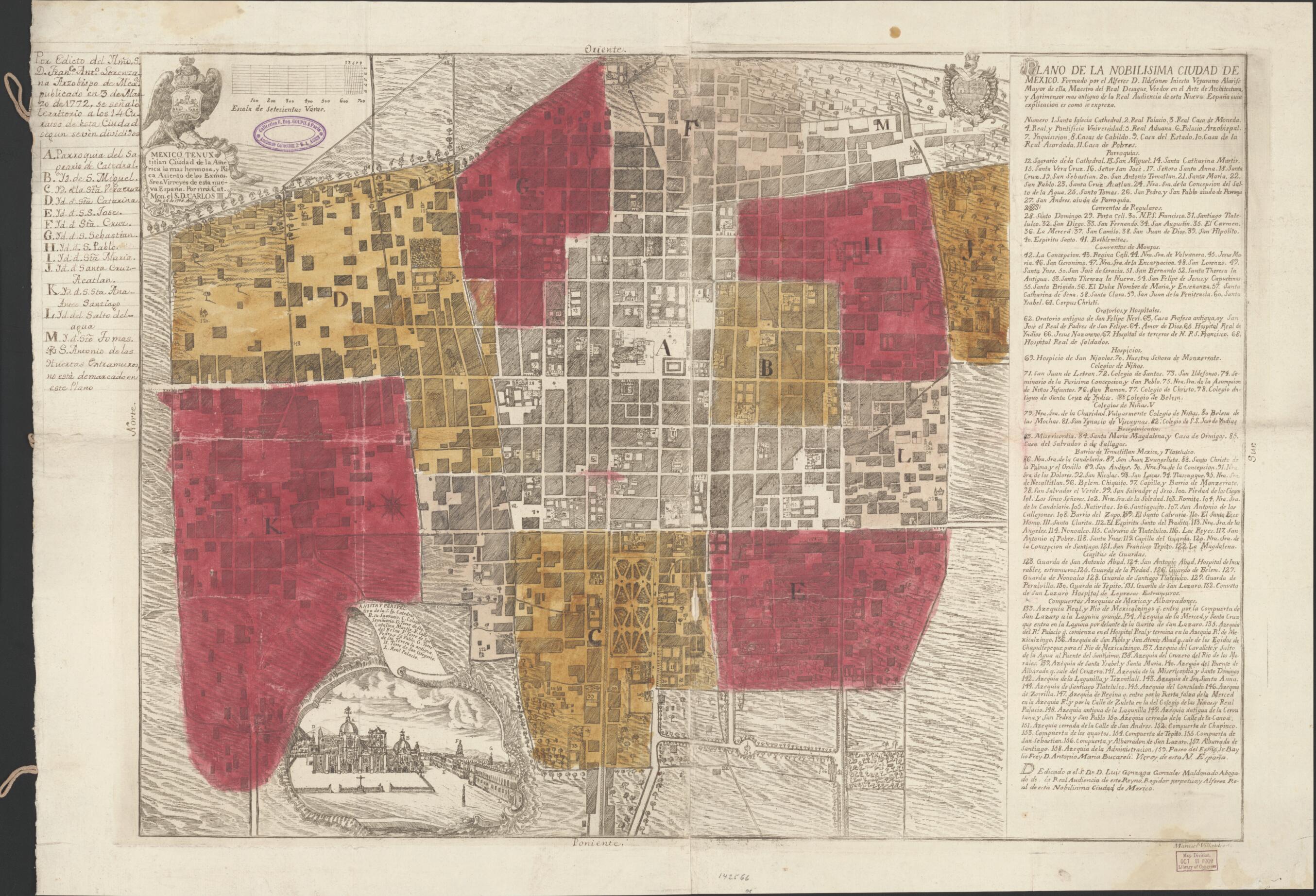 This old map of Plano De La Nobilísima Ciudad De México (Mexico Tenux Titlan Ciudad De La America La Mas Hermosa, Y Rica Asiento De Los Exmos. Sres. Virreyes De Esta Nueva España) from 1778 was created by Ildefonso De Iniesta Bejarano, Manuel De Villa