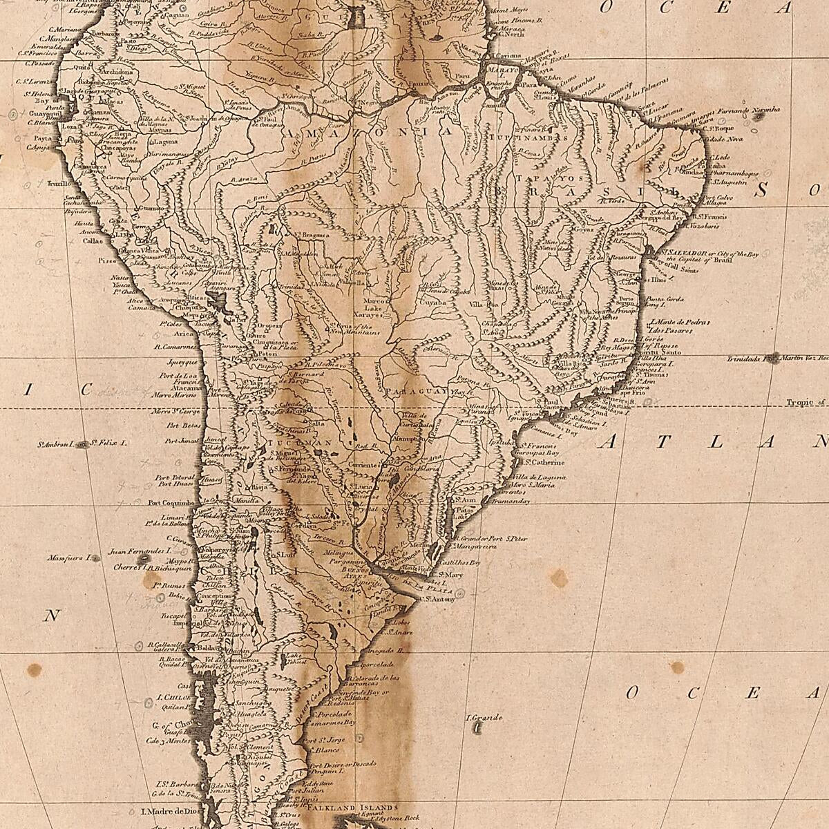 This old map of A General Map of South America : from the Best Surveys, from 1796 was created by Benjamin Tanner, William Winterbotham in 1796