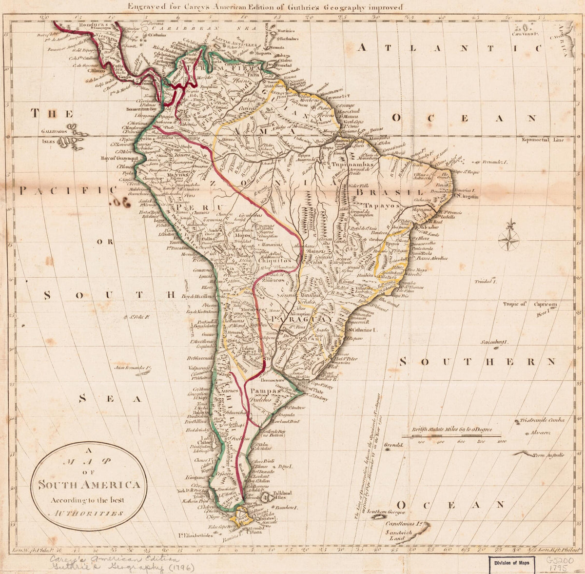 A Map of South America : According to the Best Authorities 1796 by Relic Map Company