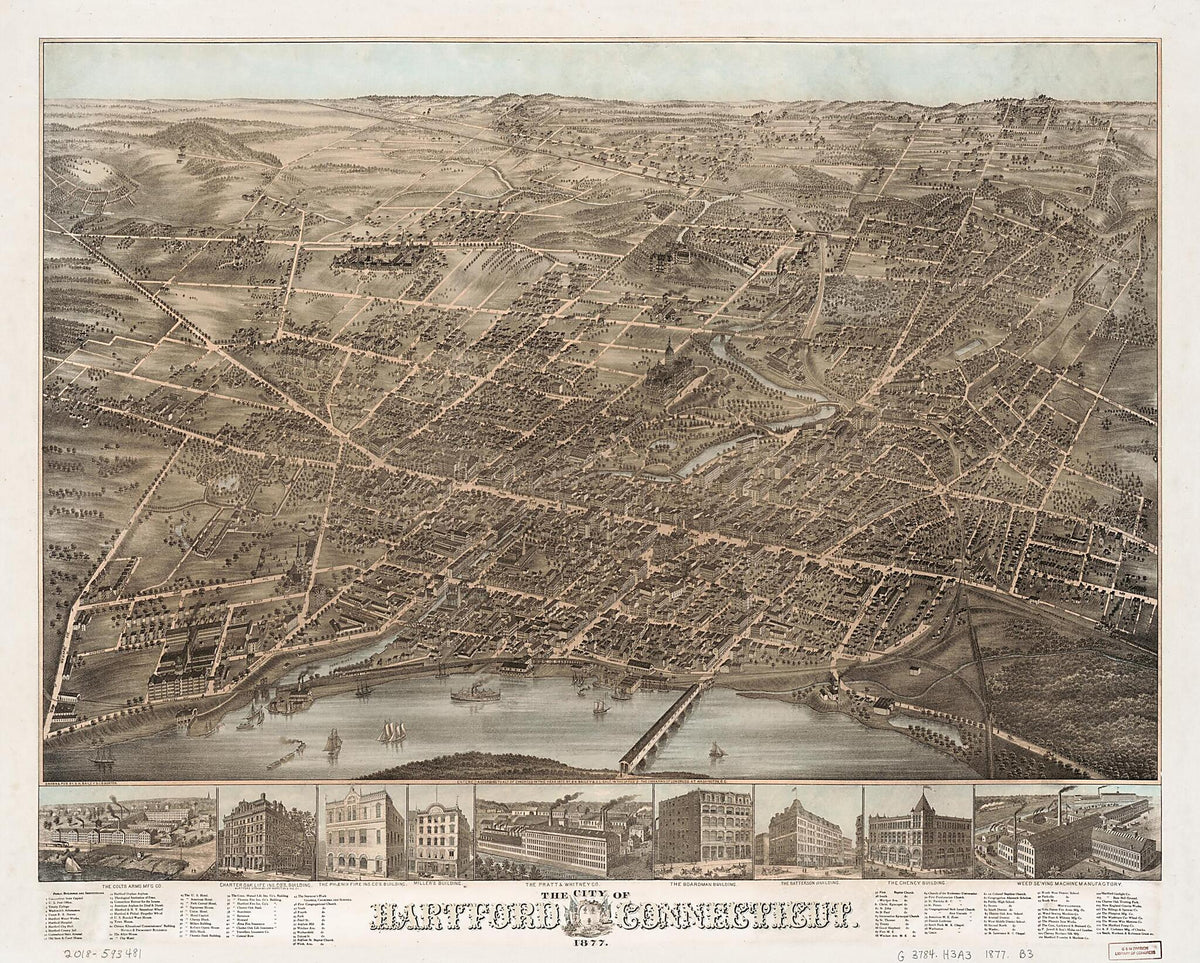 The City of Hartford, Connecticut 1877 by Relic Map Company