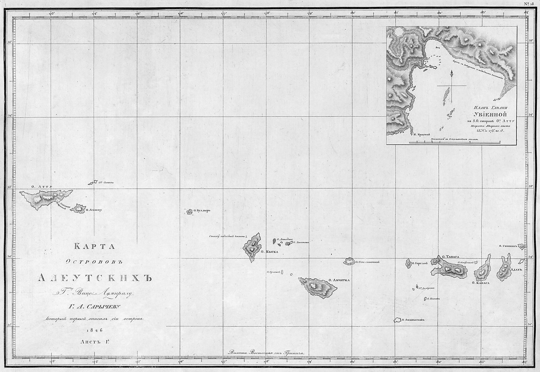 This old map of ĭ. from 1826. (й. from 1826.) was created by Ivan Fedorovich Kruzenshtern in 1826