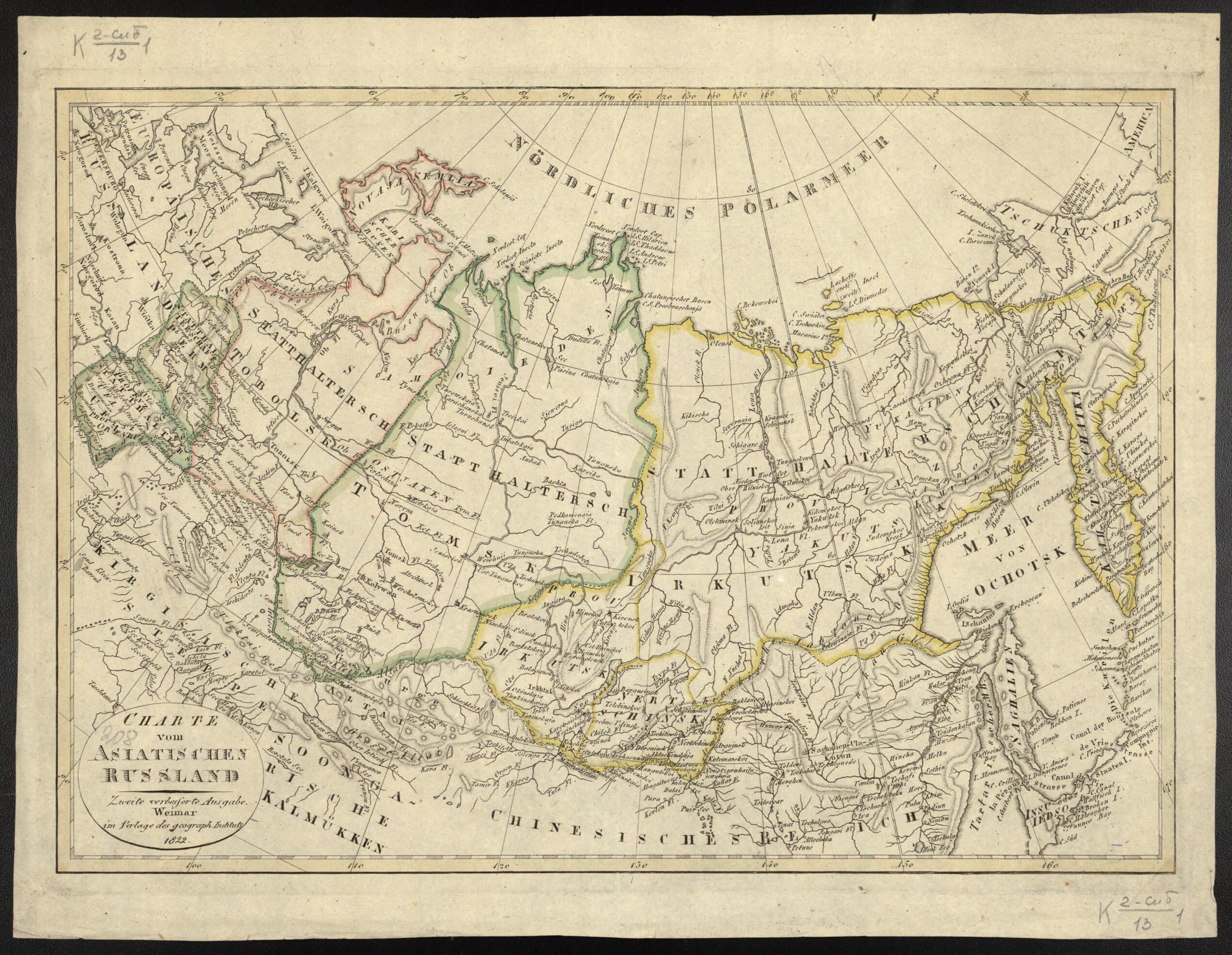 This old map of Charte Vom Asiatischen Russland from 1822 was created by Thuringia Geographisches Institut (Weimar in 1822