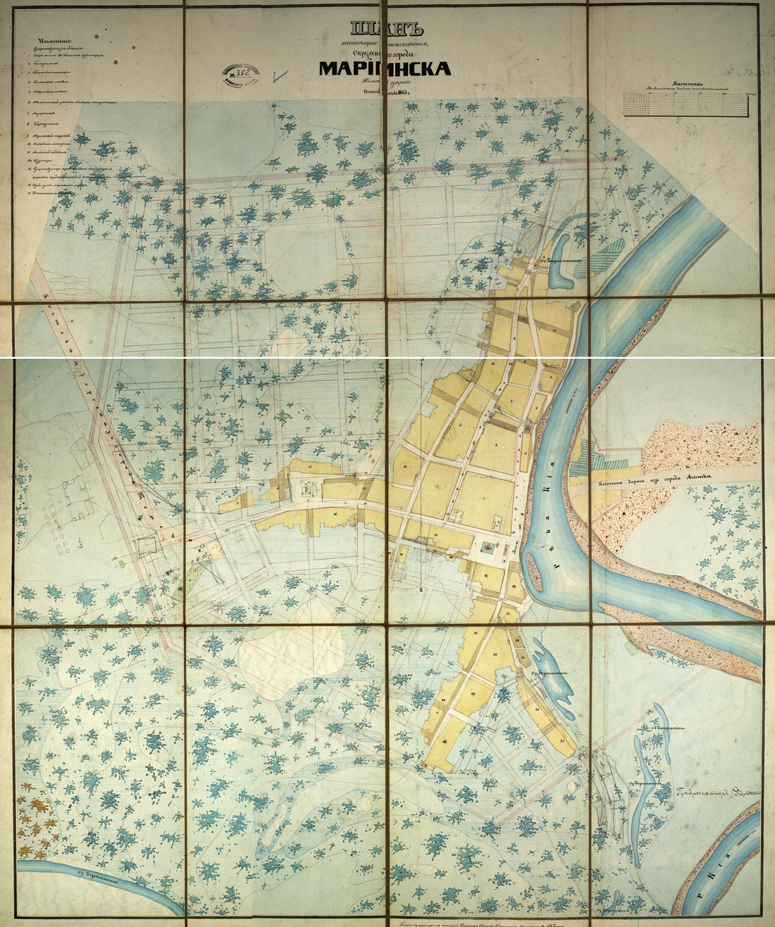 This old map of Plan Nastoi︠a︡shchego Raspolozhenii︠a︡ Okruzhnogo Goroda Mariinska Tomskoĭ Gubernii. (План настоящего расположения окружного города Мариинска Томской губернии.) fro