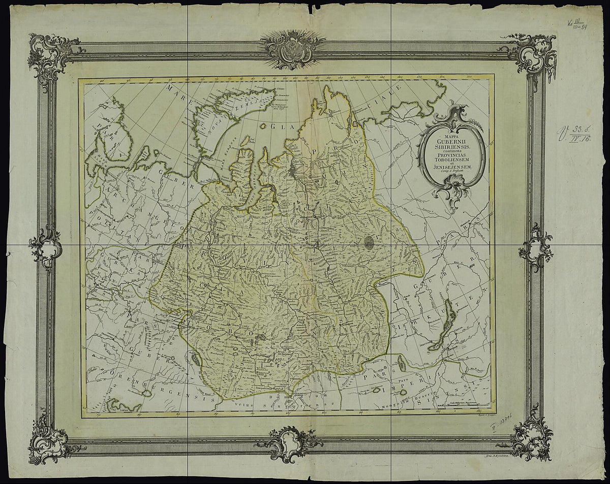 Mappa Gubernii Sibiriensis, Continens Provincias Toboliensem Et Jenisejensem, Comp. I. Tresscott 1776 by Relic Map Company