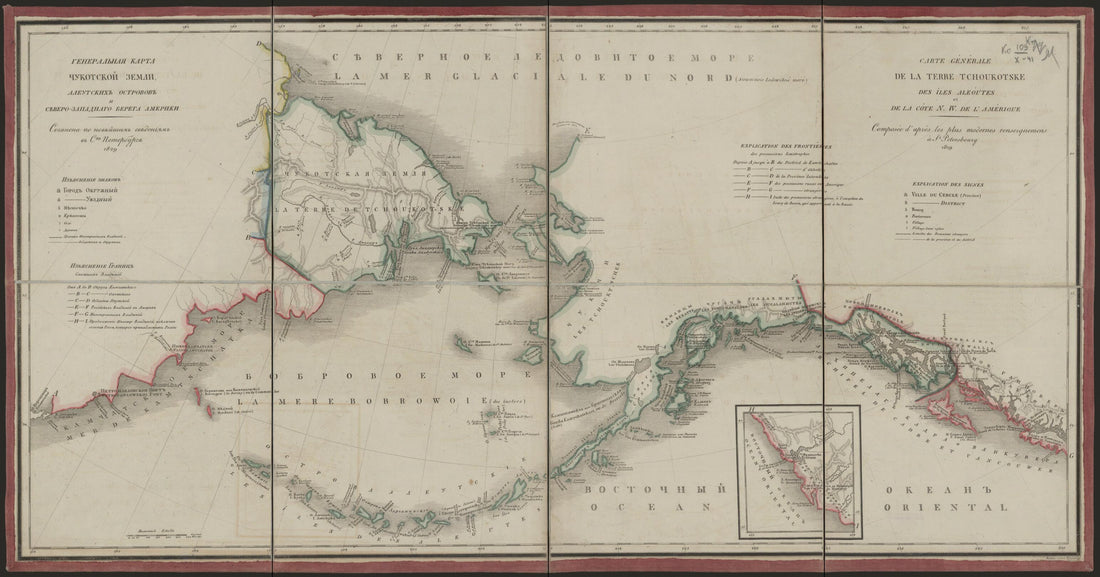 This old map of Zapadnogo Berega Ameriki. (западного берега Америки.) from 1829 was created by in 1829