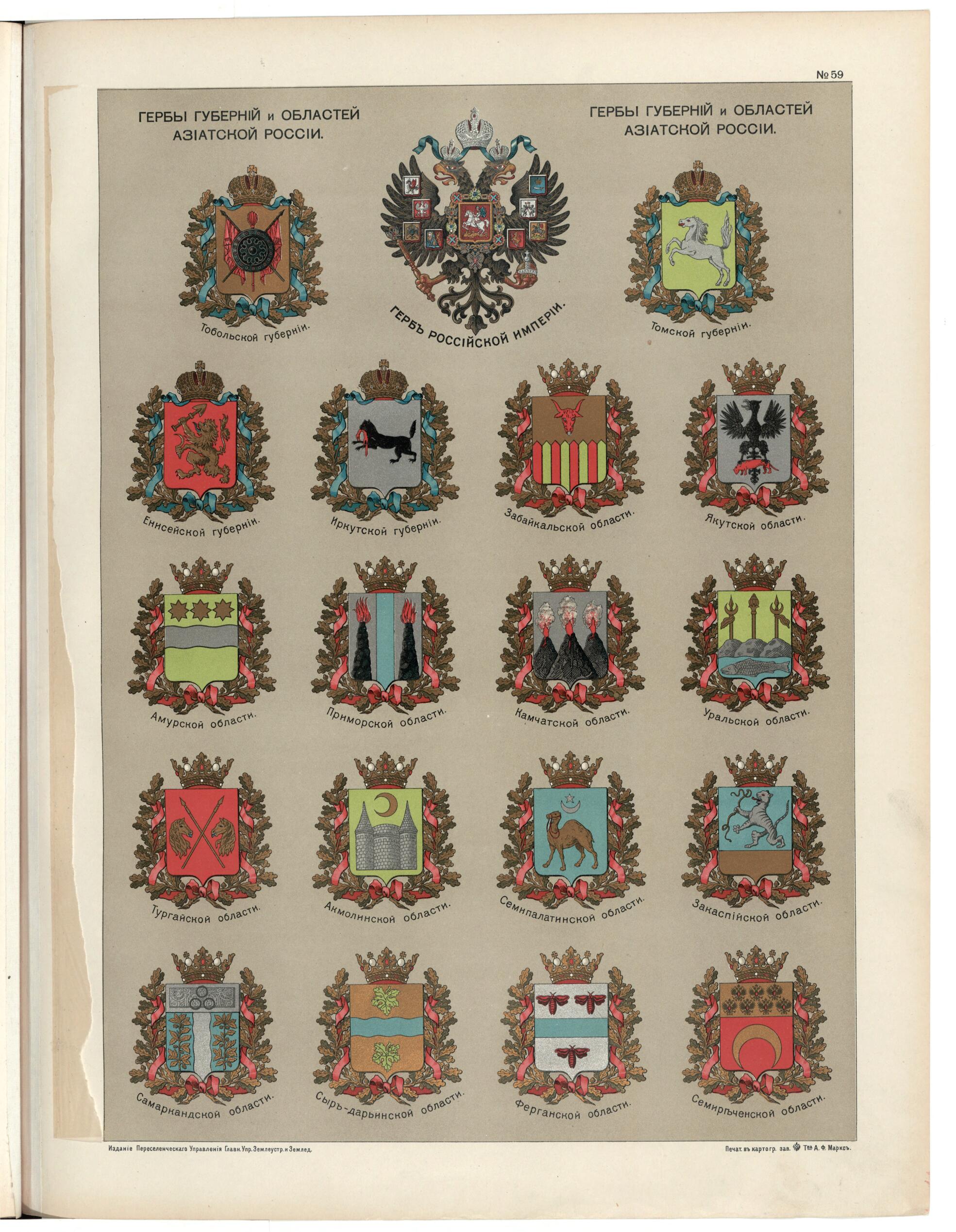 This old map of Gerby Gubernii I Oblastei Aziatskoi Rossii from 1914 was created by in 1914