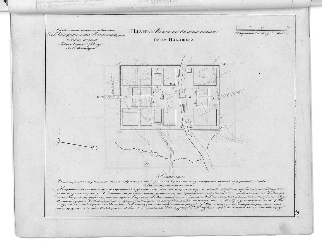 This old map of Plan Moskovskogo Namestnichestva Gorodu Nikitsku. (План Московского наместничества городу Никитску.) from 1859 was created by in 1859