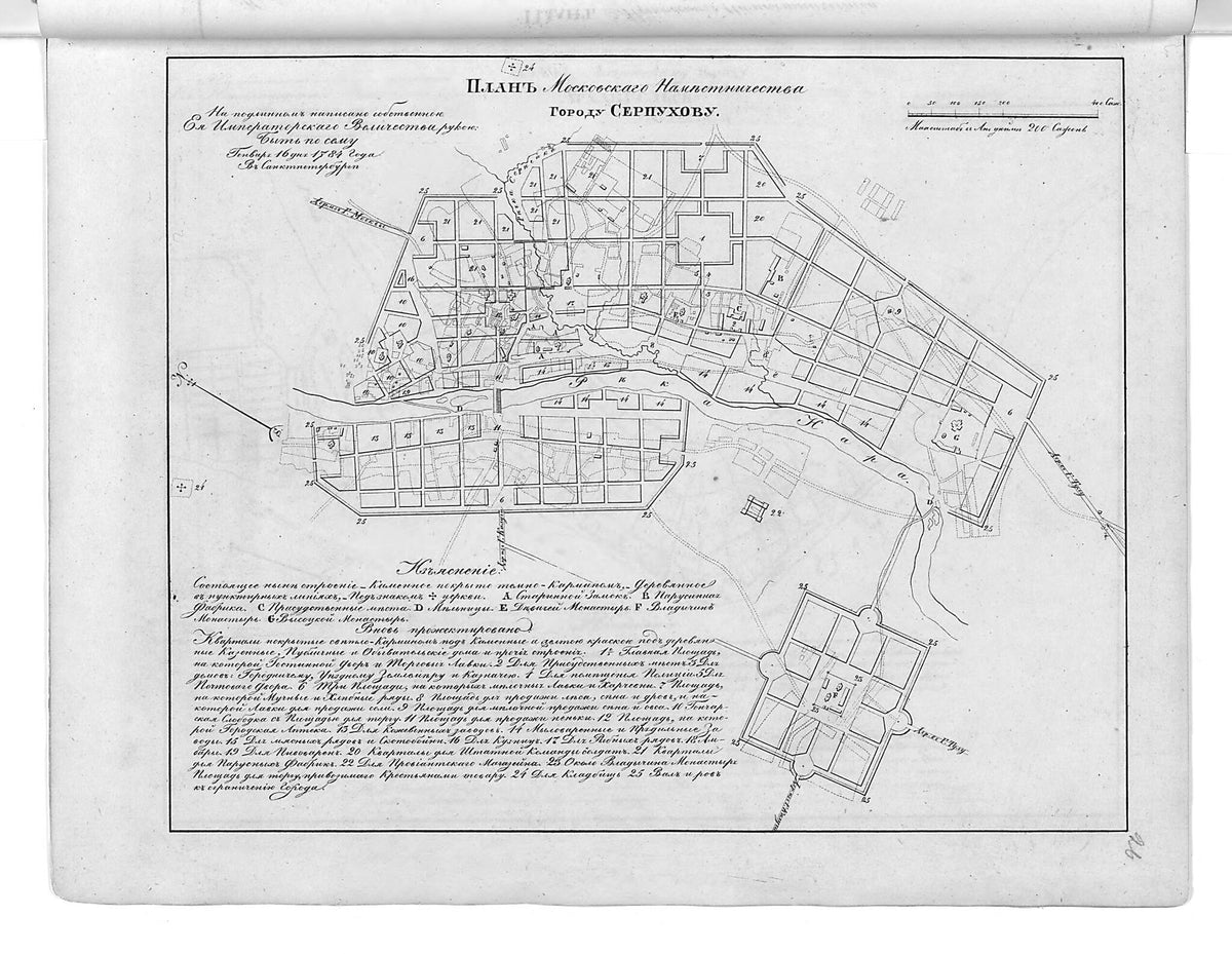 Plan Moskovskogo Namestnichestva Gorodu Serpukhovu. (План Московского наместничества городу Серпухову.) 1859 by Relic Map Company