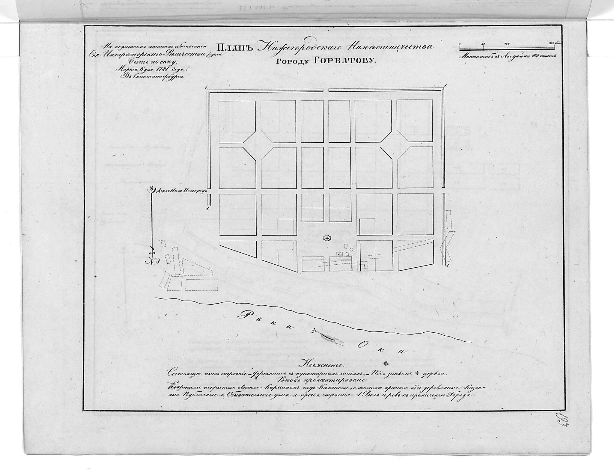 This old map of Plan Nizhegorodskago Namestnichestva Gorodu Gorbatovu. (План Нижегородскаго наместничества городу Горбатову.) from 1859 was created by in 1859
