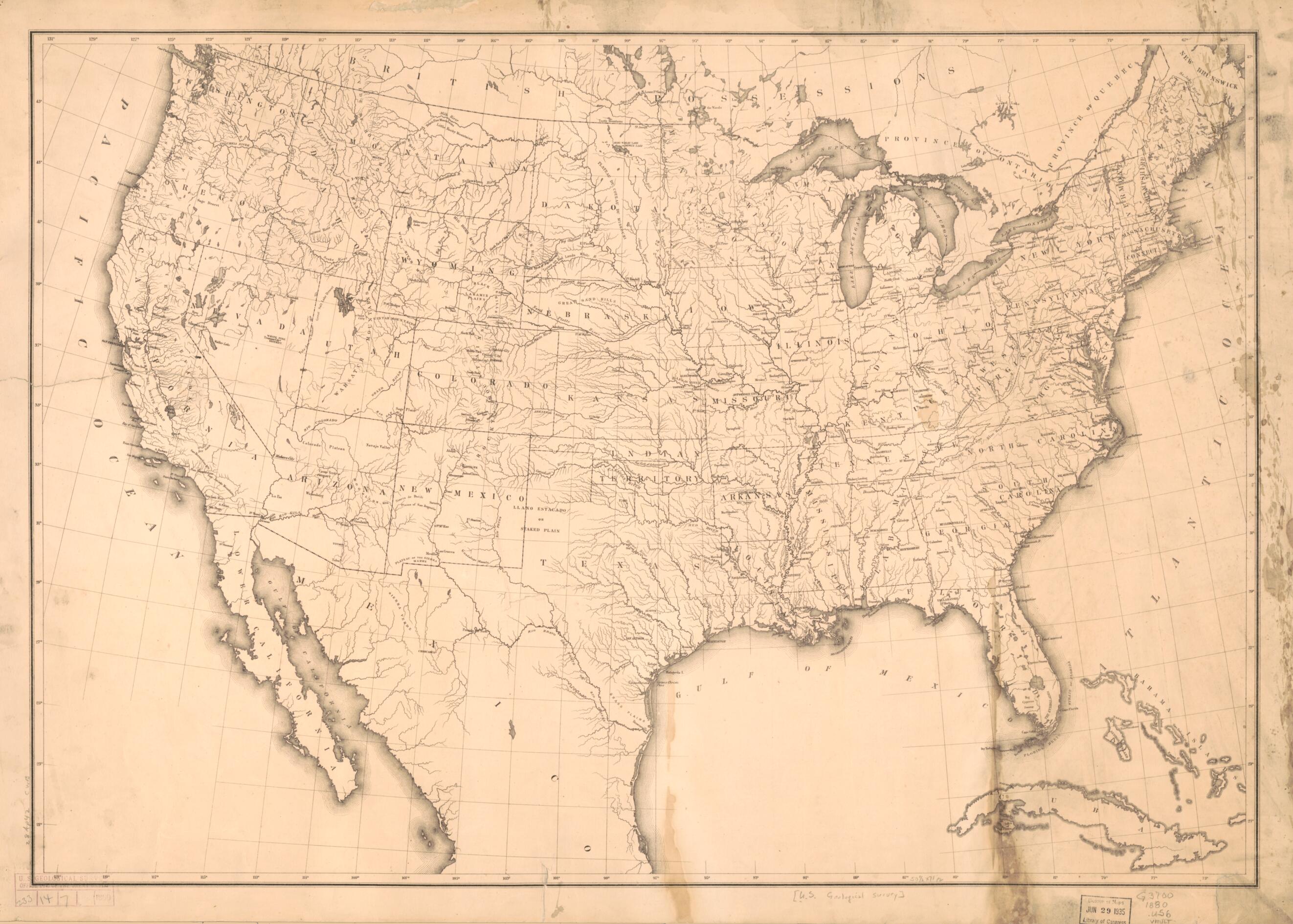 This old map of Map of the United States from 1880 was created by Geological Survey (U.S.) in 1880