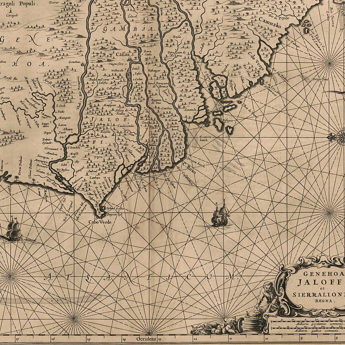 This old map of Genehoa, Jaloffi, Et Sierraliones Regna from 1674 was created by  Janssonius Heirs (Firm) in 1674