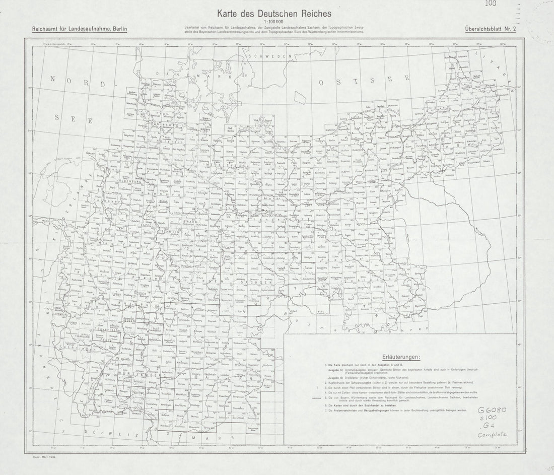This old map of Karte Des Deutschen Reiches 1:100 000 from 1920 was created by Germany. Reichsamt Für Landesaufnahme in 1920