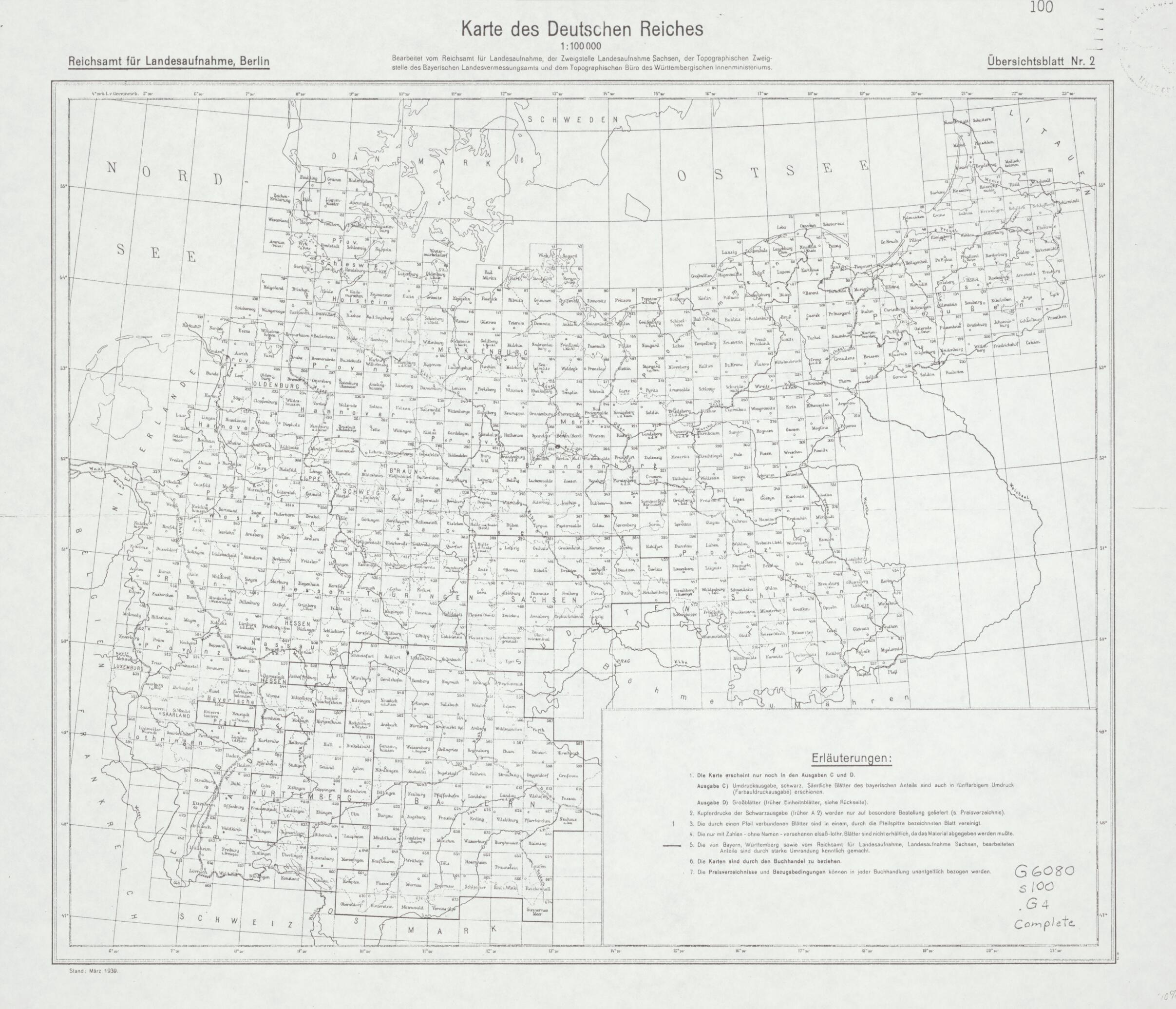This old map of Karte Des Deutschen Reiches 1:100 000 from 1920 was created by Germany. Reichsamt Für Landesaufnahme in 1920