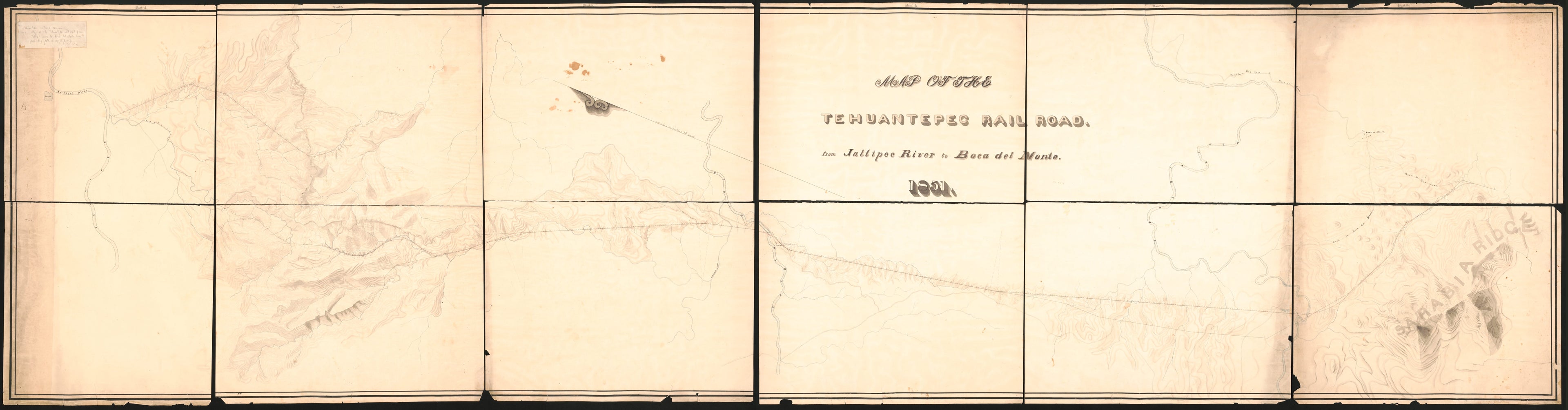 This old map of Map of the Tehuantepec Railroad : from Jaltipec River to Boca Del Monte (Tehuantepec Railroad, from Jaltipec River to Boca Del Monte) from 1851 was created by Tehuantepec Railway Company in 1851