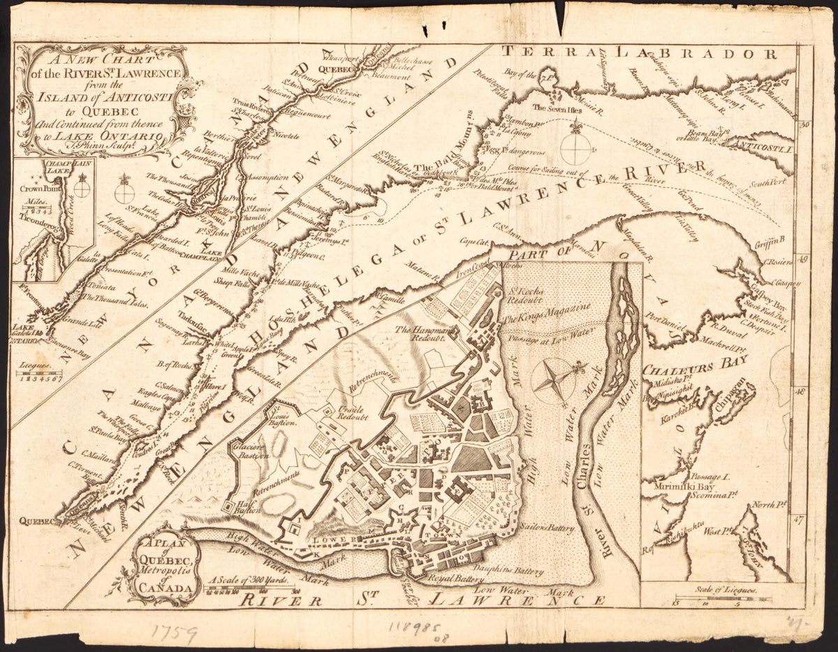 A New Chart of the River St. Lawrence from the Island of Anticosti to Quebec and Continued from Thence to Lake Ontario 1759 by Relic Map Company