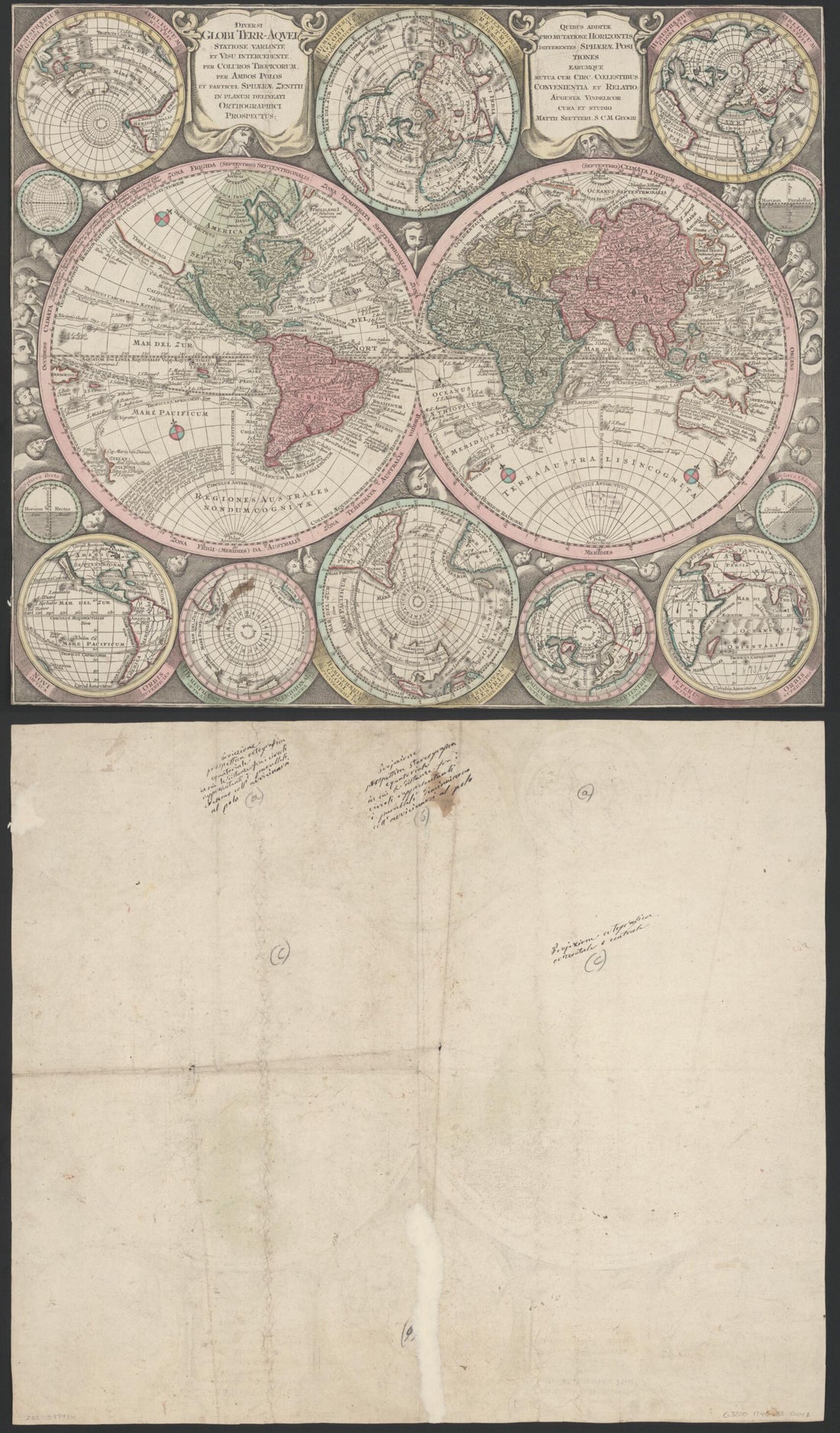 This old map of Aquei : Statione Variante Et Visu Intercedente, Per Coluros Tropicorum, Per Ambos Polos Et Particul. Sphaerae Zenith In Planum Delineati Orthographici Prospectus ; Quibus Additae Pro Mutatione Horizontis Hifferentes Sphaerae Positiones Ea