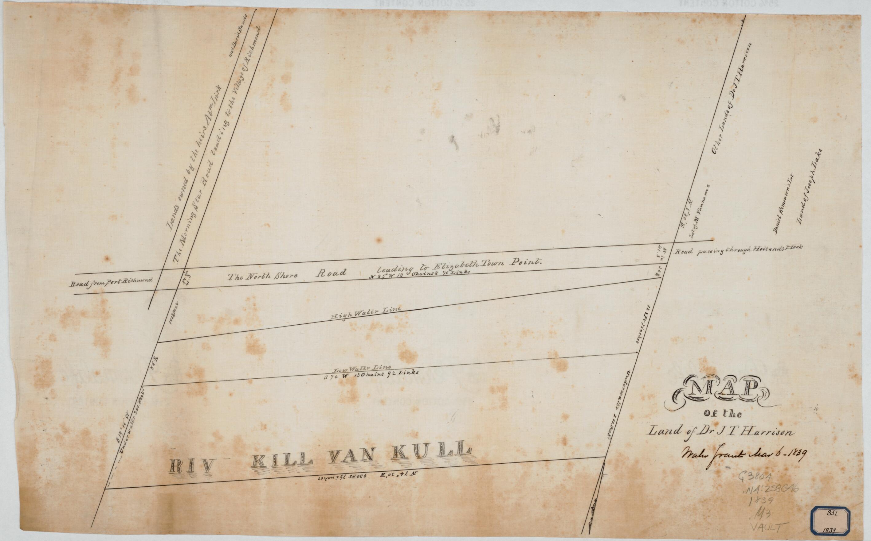 This old map of Map of the Land of Dr J T Harrison : Staten Island, New York from 1839 was created by U.S. Coast and Geodetic Survey in 1839