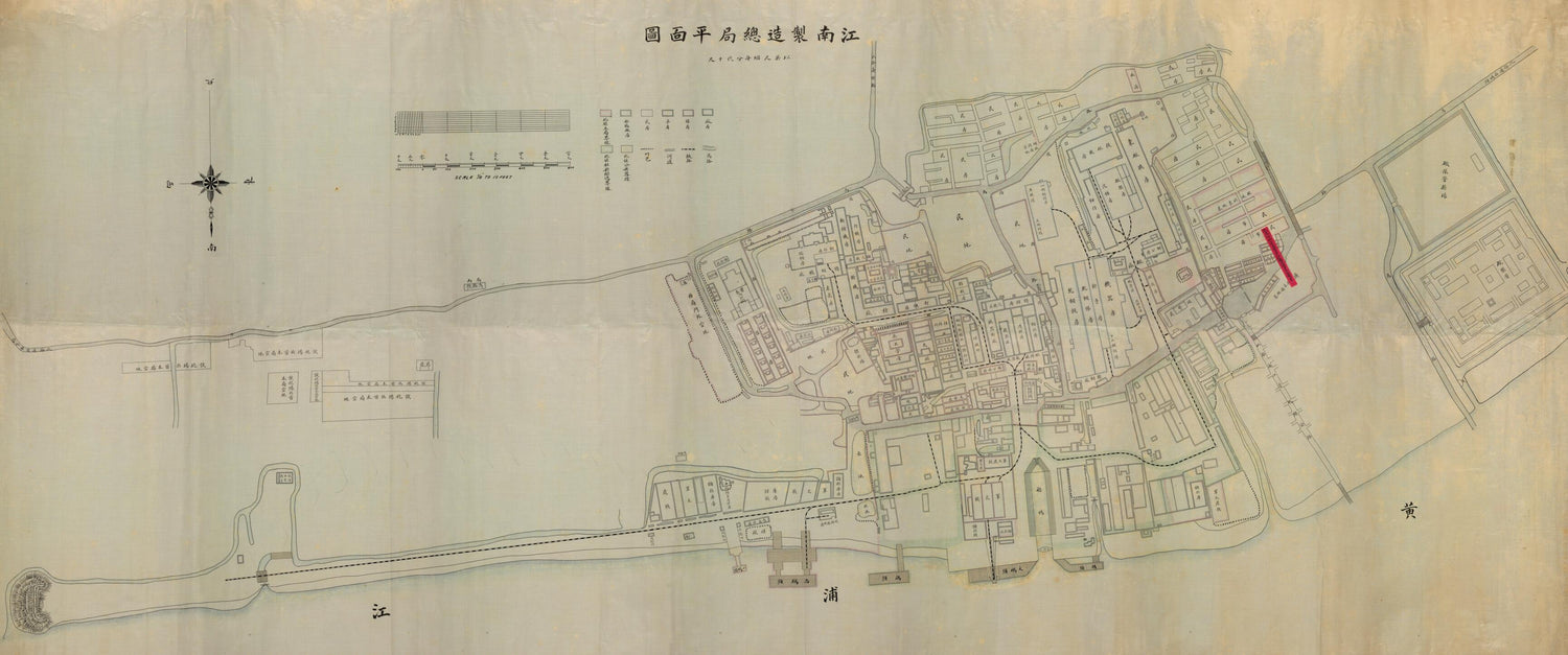 This old map of Jiang Nan Zhi Zao Zong Ju Ping Mian Tu (江南制造总局平面图) from 1851 was created by  in 1851