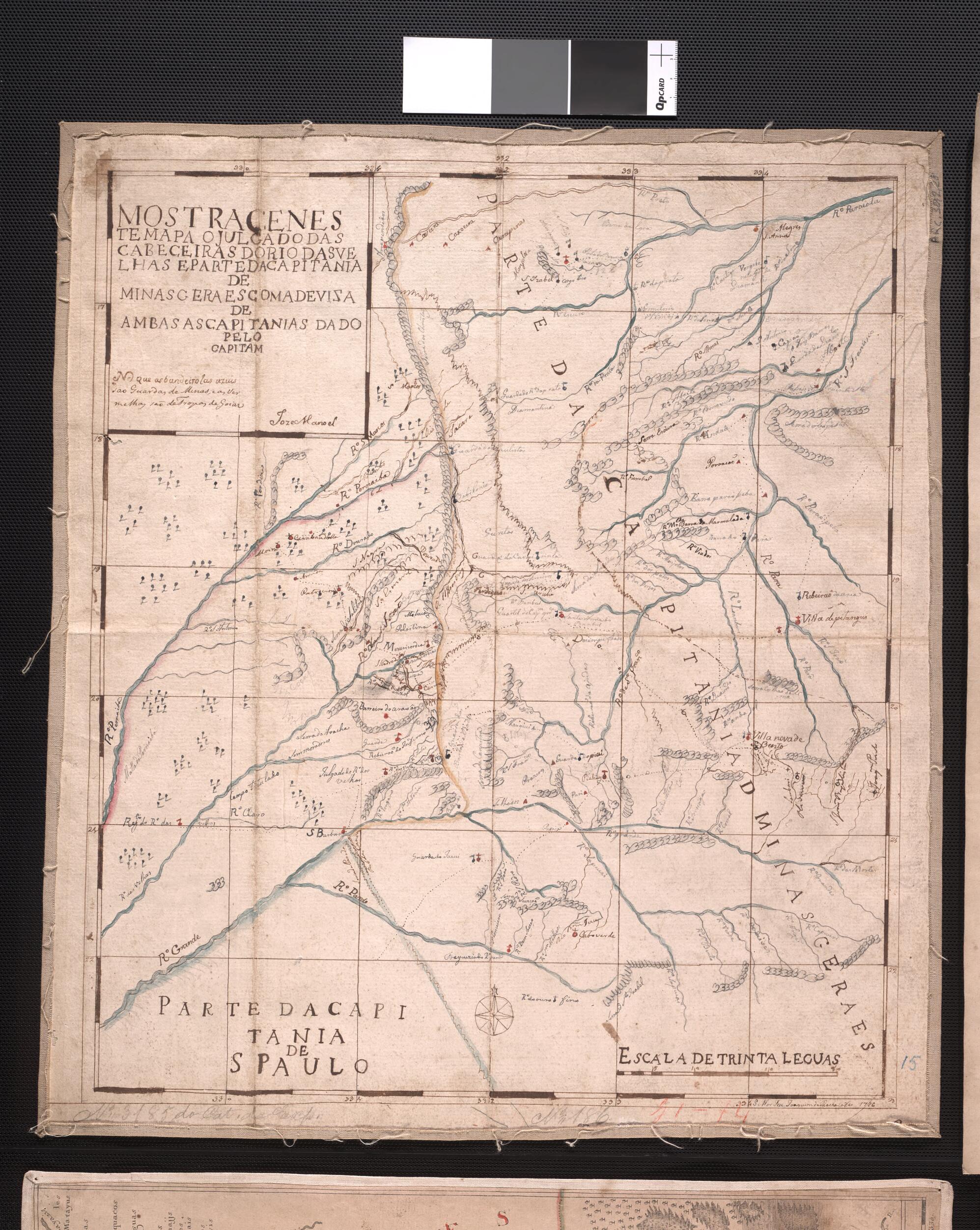 This old map of Map Showing the Presumed Headwaters of the Das Velhas River and Part of the Captaincy of Minas Gerais. (Mostrace Neste Mapa O Julgado Das Cabeceiras Do Rio Das Velhas E a Parte Da Capitania De Minas Gerais) from 1796 was created by José