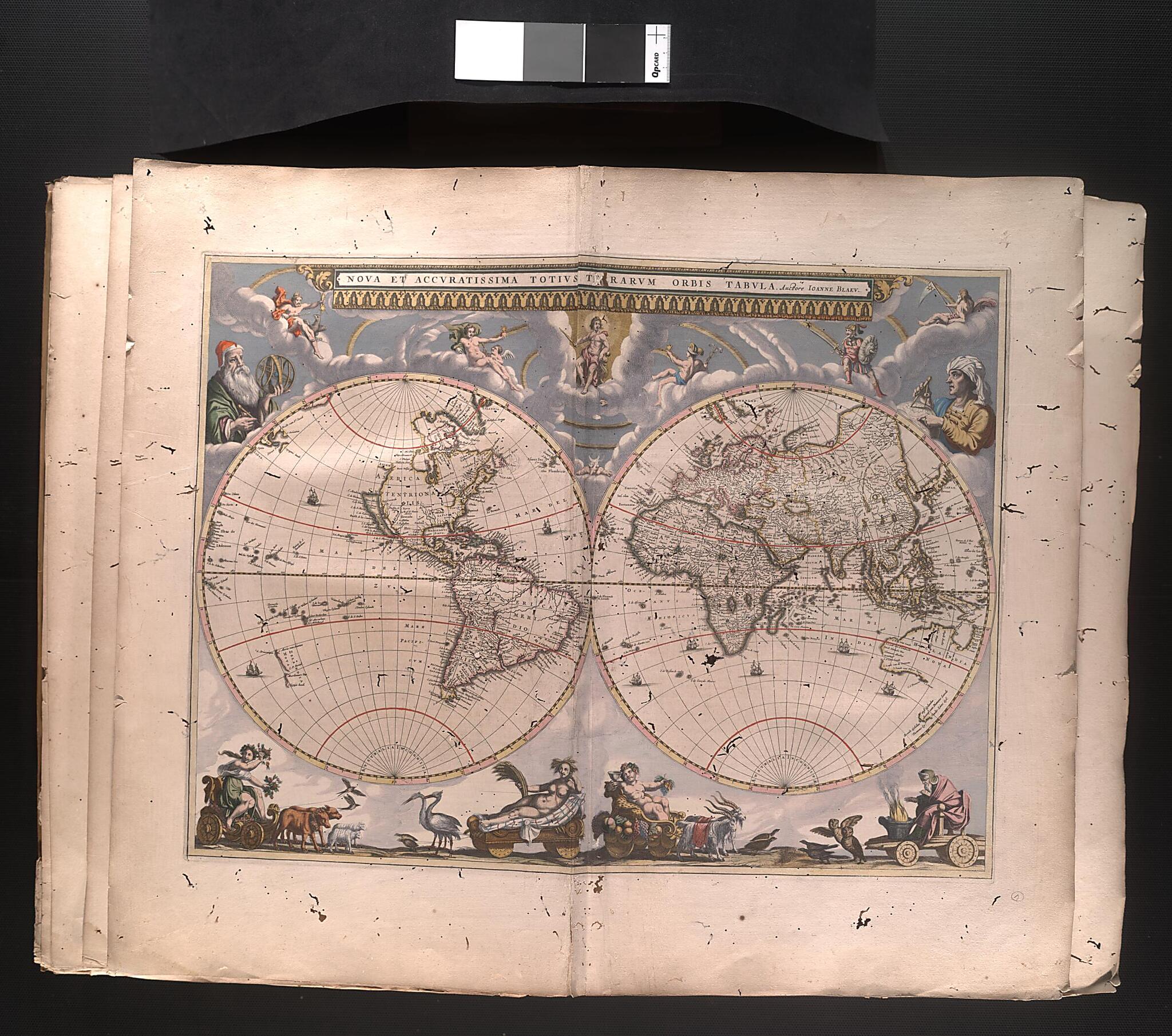 This old map of Modern and Completely Correct Map of the Entire World. (Nova Et Accuratissima Totius Terrarum Orbis Tabula) from 1659 was created by Joan Blaeu in 1659