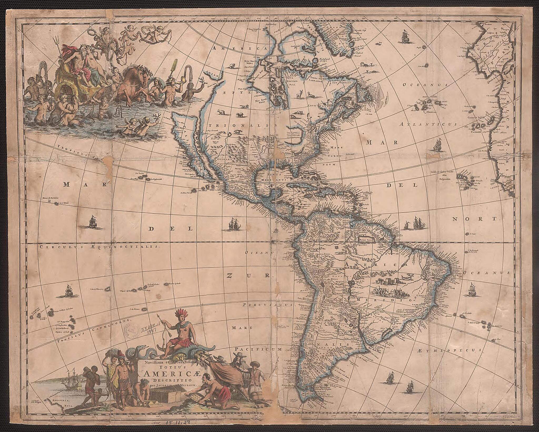 The Most Recent and Most Accurate Description of All of America. (Novissima Et Accuratissima Totius Americae Descriptio) 1650 by Relic Map Company