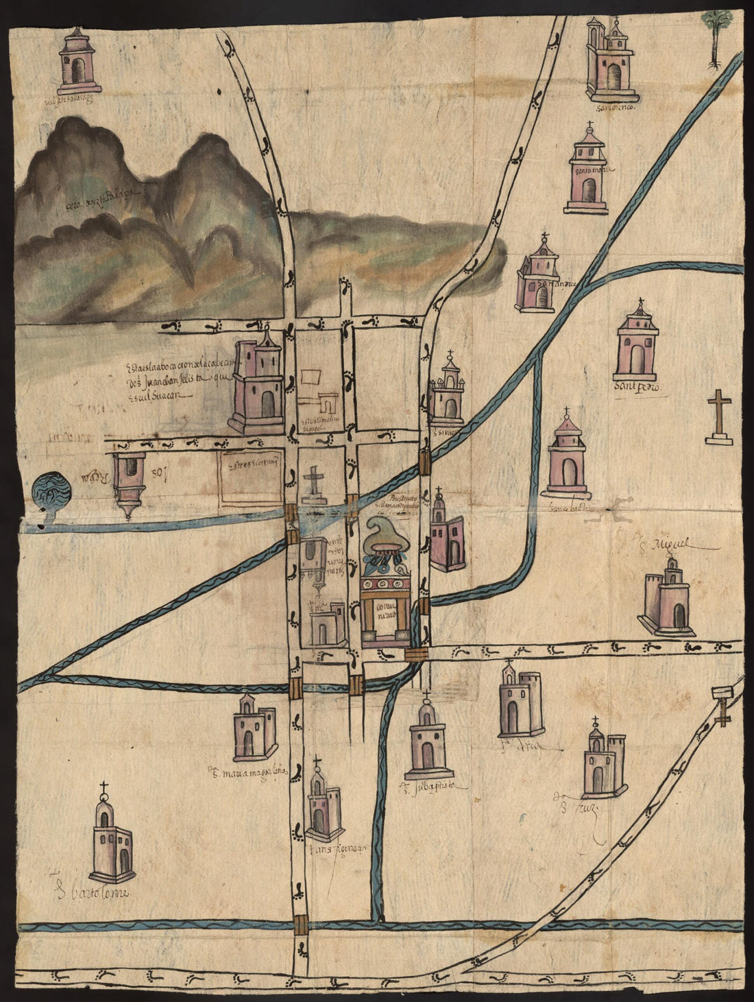 This old map of Culhuacán, Mexico from 1580 was created by in 1580