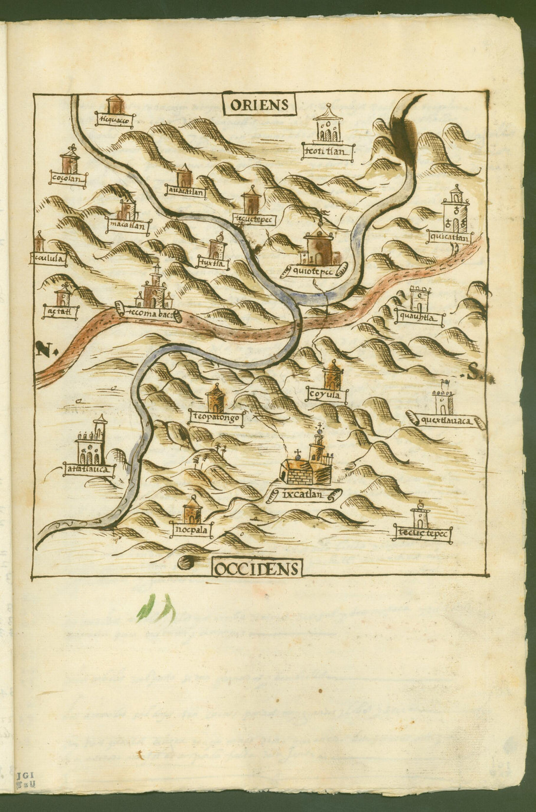 This old map of Ixcatlán, Santa María, Mexico from 1579 was created by in 1579
