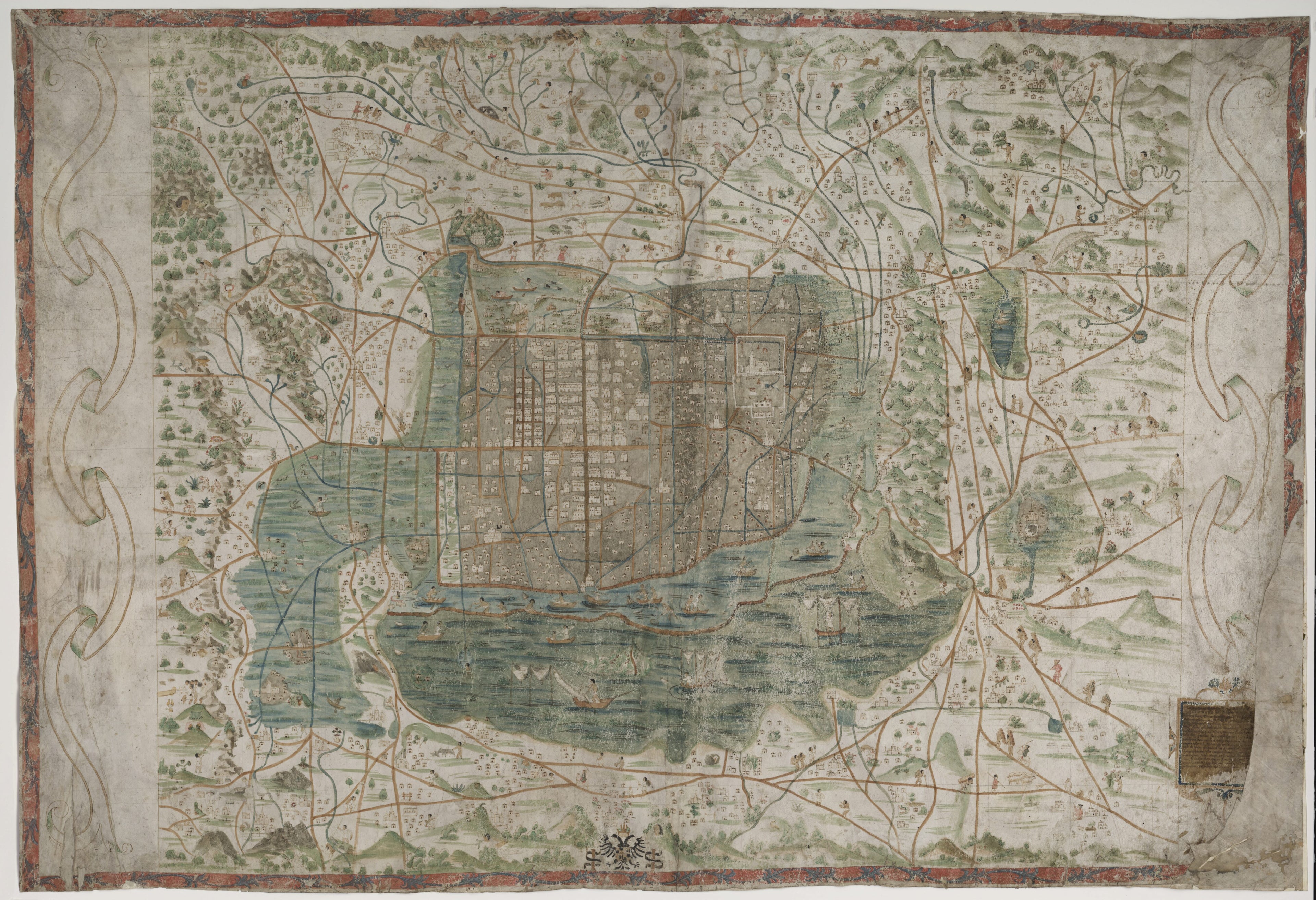 This old map of Tenochtitlán, 1521 from 1550 was created by in 1550