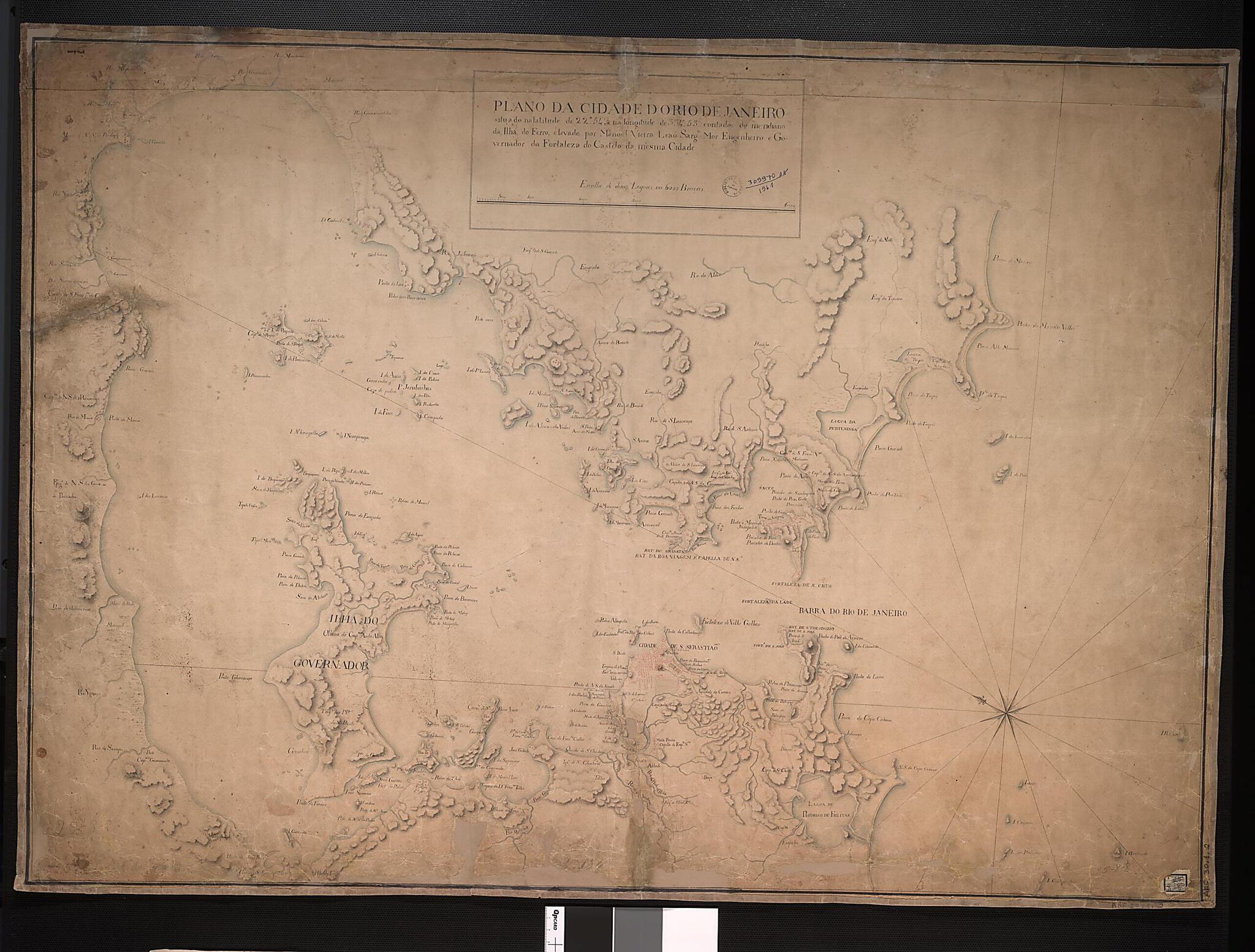 This old map of Map of the City of Rio De Janeiro: Situated at Latitude 22 Degrees 54&
