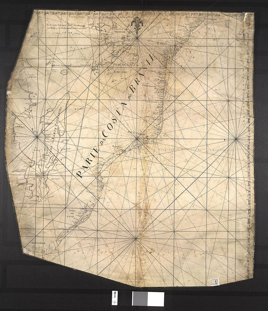 This old map of Part of the Coast of Brazil. (Parte Da Costa Do Brasil) from 1799 was created by Antonio José Araújo in 1799