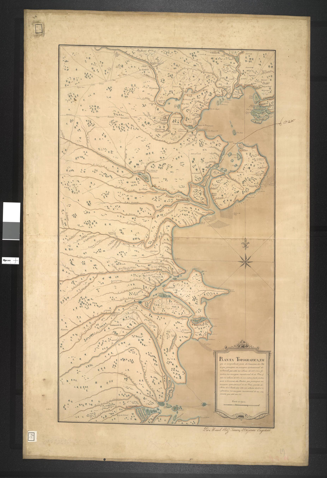 This old map of Topographic Map of Part of Ilheos District. (Planta Topographica Em Que Se Comprehende Parte Da Comarca Dos Ilheos) from 1700 was created by Manoel Rodriguez Teixeira in 1700